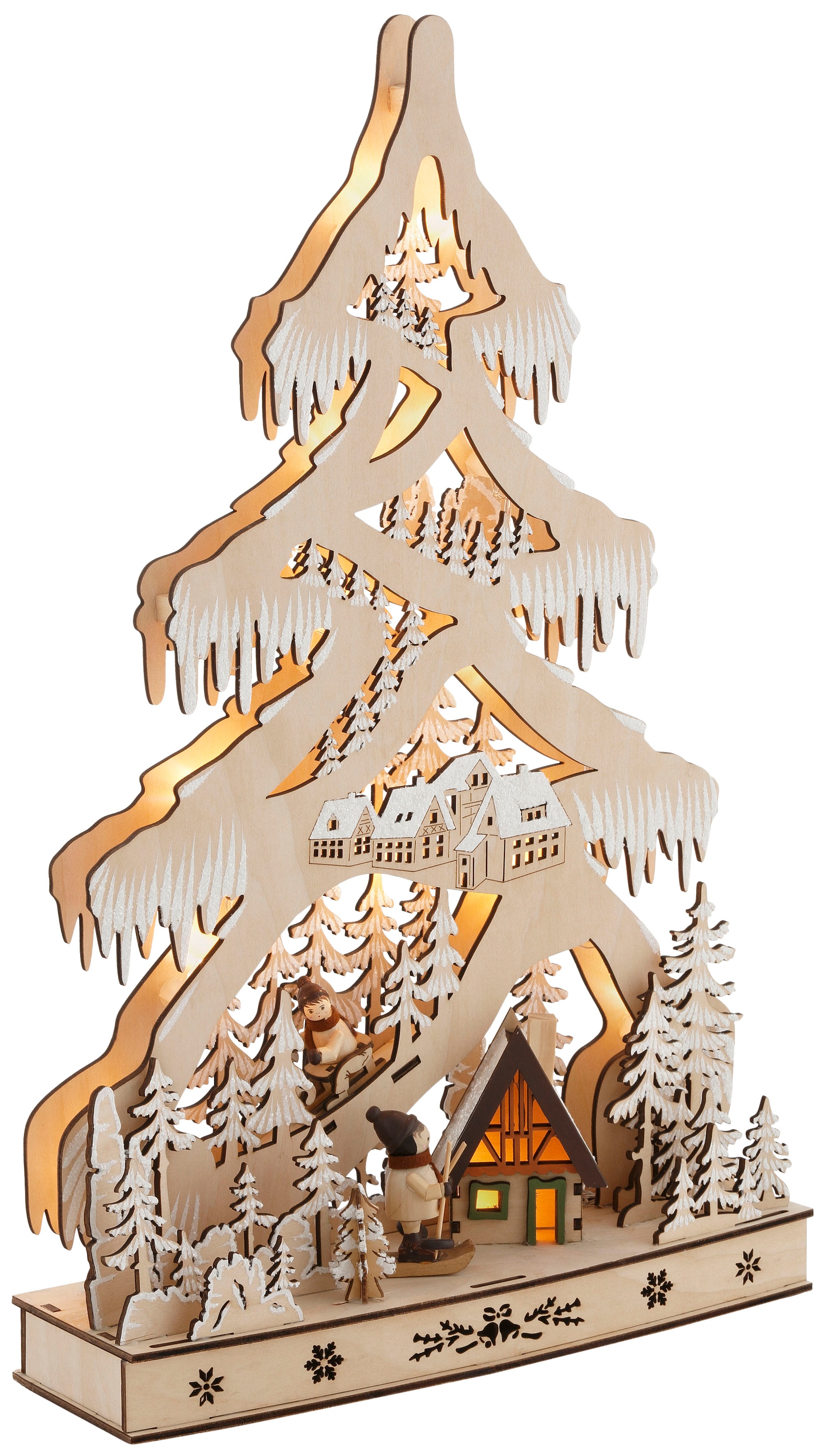 Hütte mit auf Höhe cm ca. Skifahrern, Baum und affaire versandkostenfrei LED ♕ Home 48 »Schneelandschaft«,