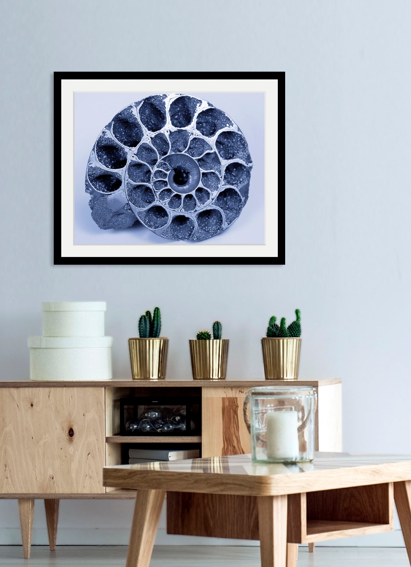 Image of queence Bild "Christoph" Kunst Meer Wassertiere 1 Stk. tlg. HD Premium Poster-Druck inkl. Holzrahmen