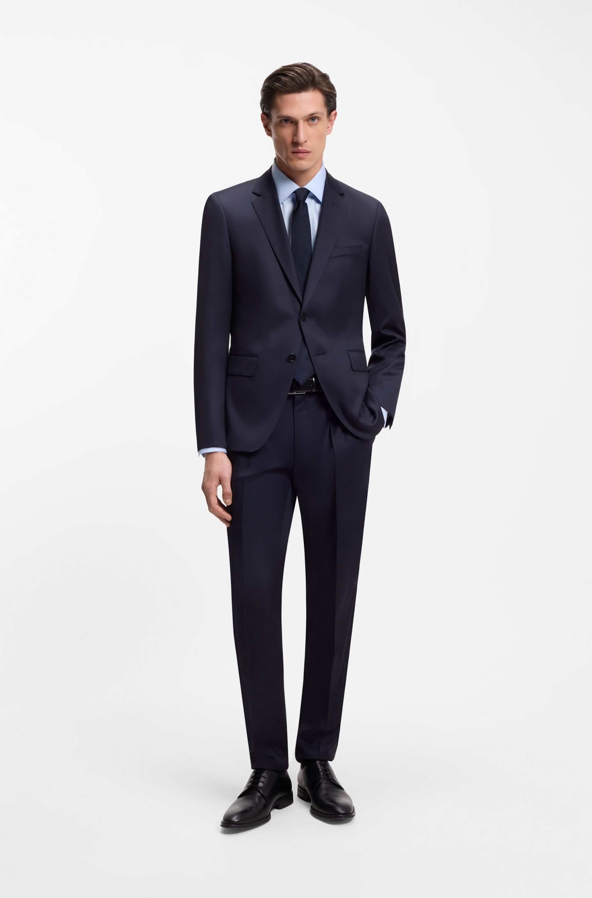 BOSS Chemise d'affaires Col Kent, coupe régulière, coton facile à repasser