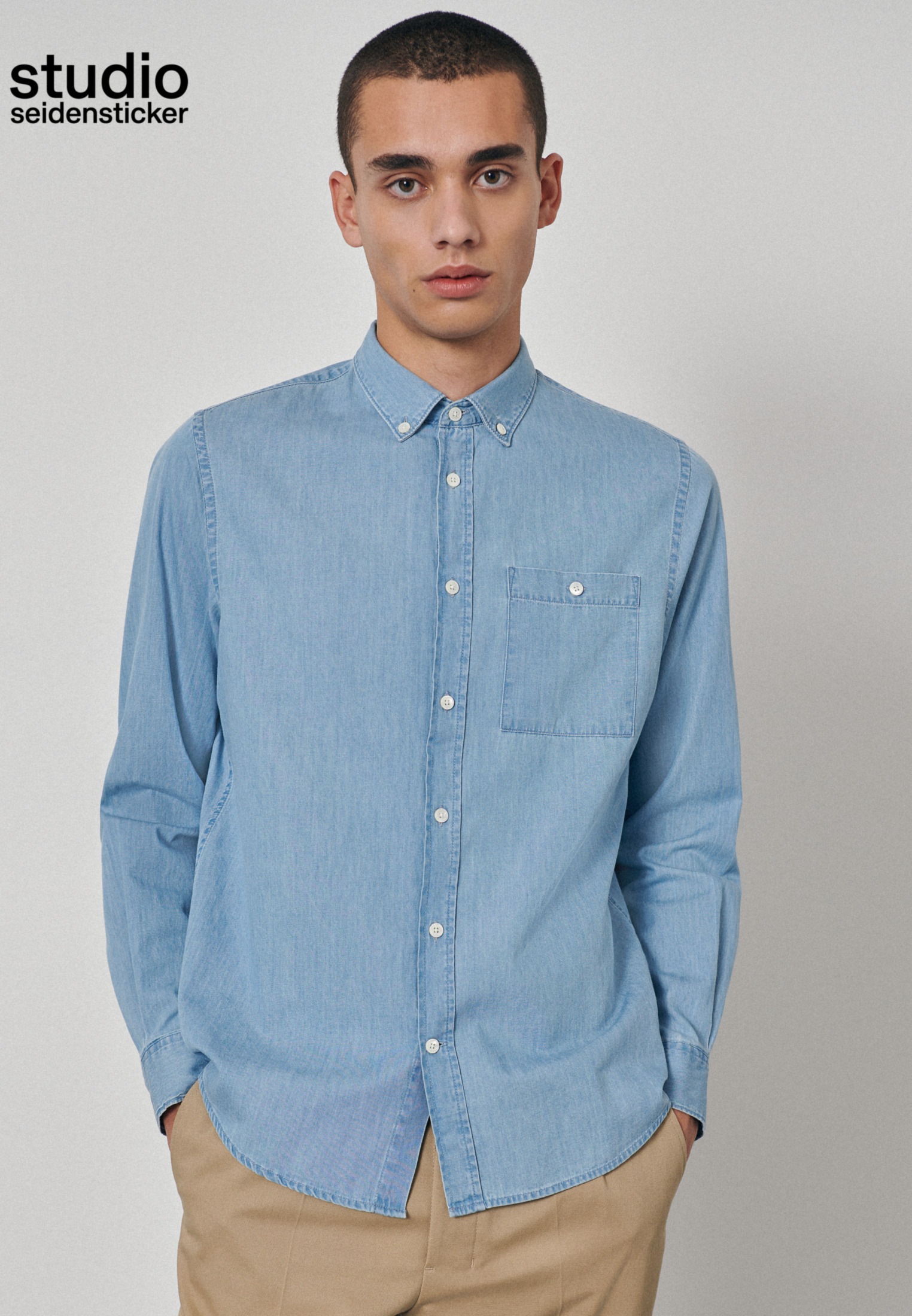 Image of seidensticker Jeanshemd »Studio«, Regular Langarm Button-Down-Kragen Uni bei Ackermann Versand Schweiz