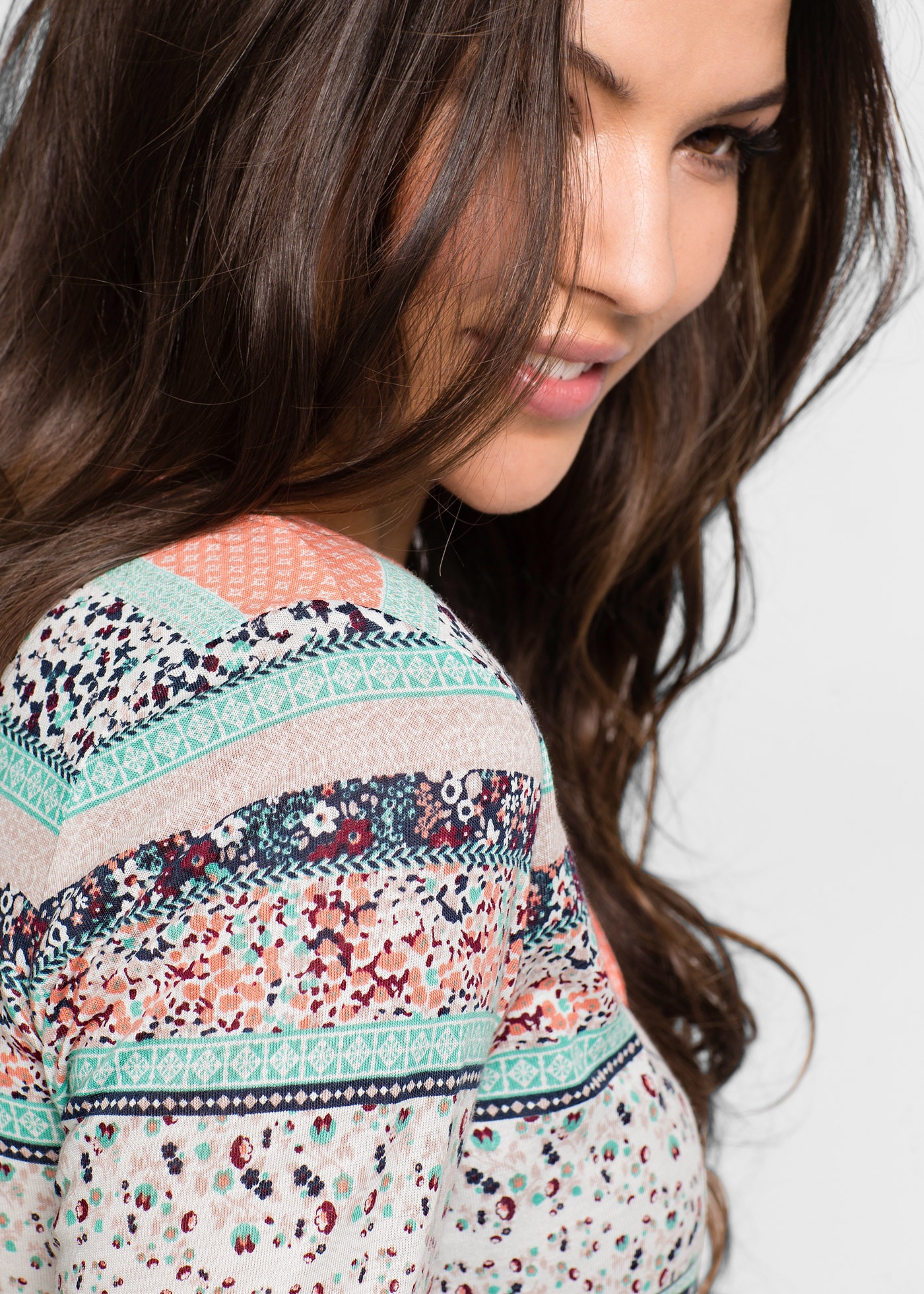 bonprix T-shirt tunique Langarm, mit Bindeband am Ausschnitt