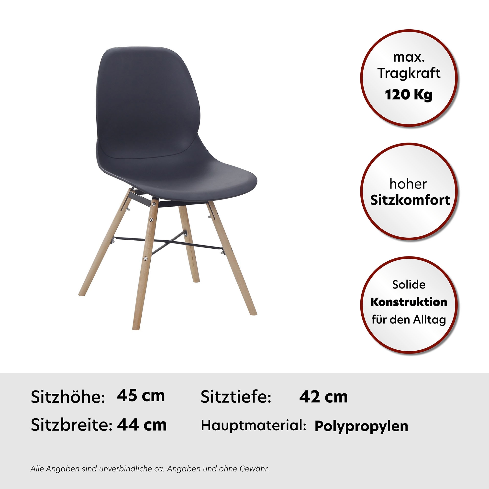 Kayoom 4-Fussstuhl »Stuhl Amy 110 2er-Set, praktisches Set, bequemer Kunststoffstuhl«, (Set), 2 St., pflegeleicht, abwaschbar, in einem Stück spritzgegossene Sitzfläche