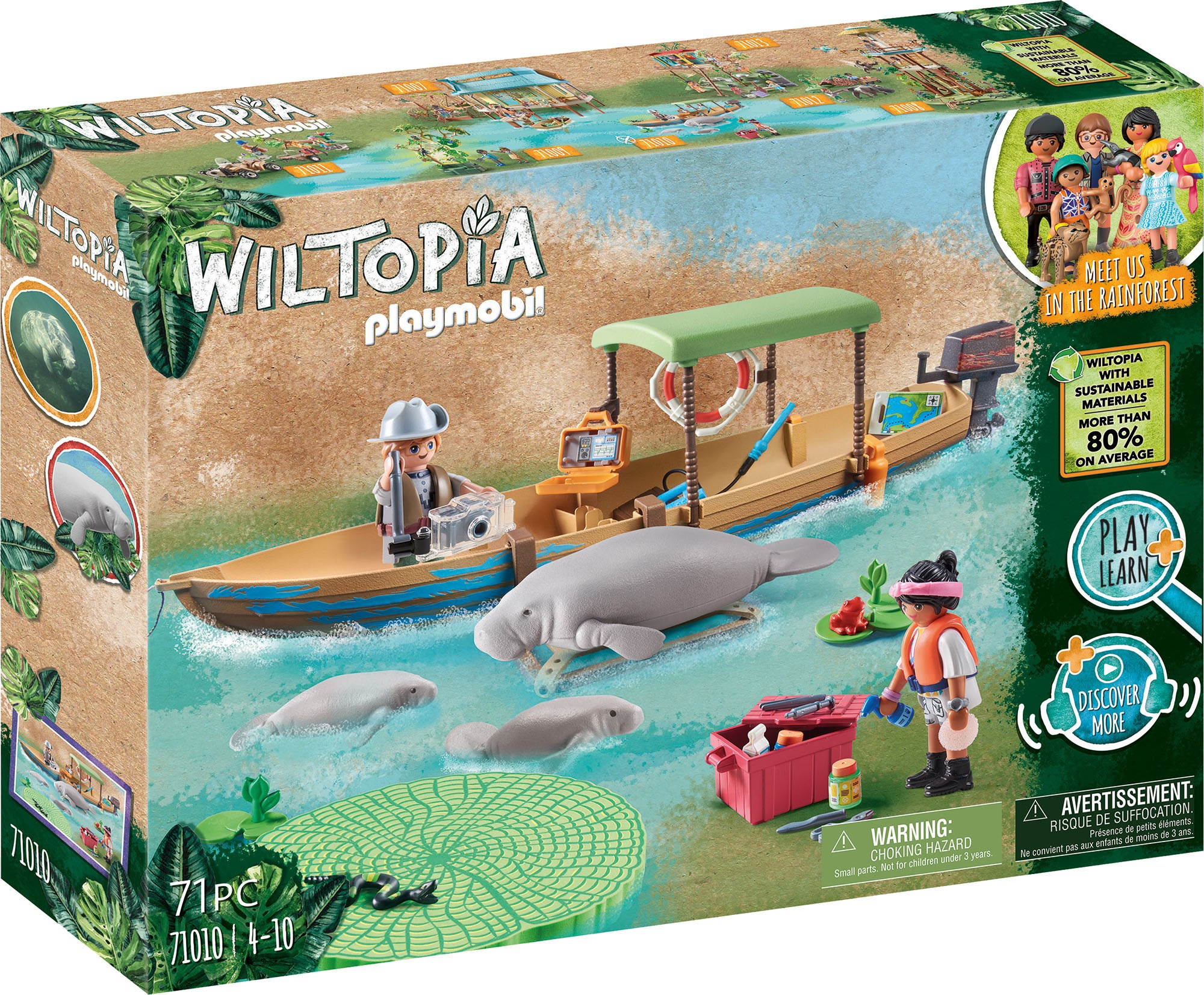 Image of Playmobil® Konstruktions-Spielset »Wiltopia - Bootsausflug zu den Seekühen (71010), Wiltopia«, (71 St.), teilweise aus recyceltem Material; Made in Europe bei Ackermann Versand Schweiz