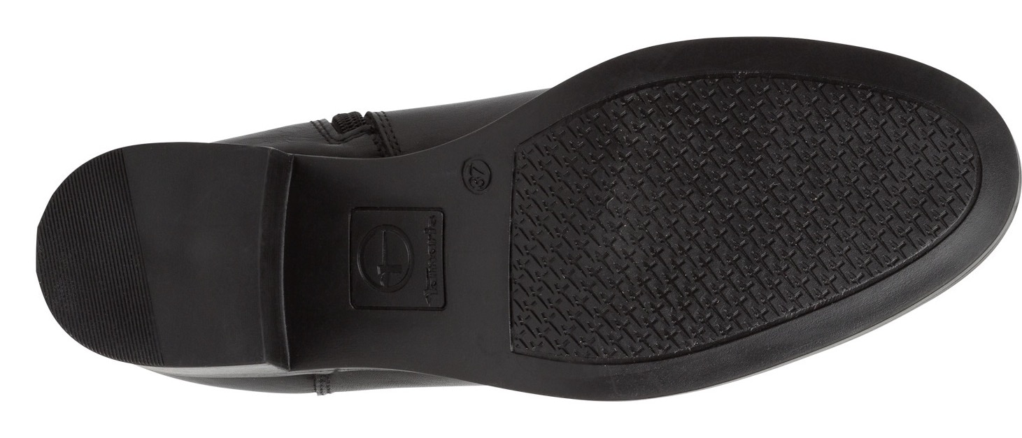 Tamaris Stiefelette, Blockabsatz, Businessschuh mit Zierband und Logo-Schmuckelement
