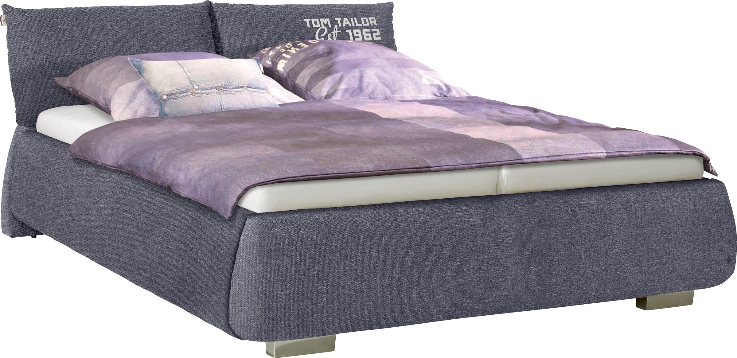 Image of TOM TAILOR Polsterbett »SOFT PILLOW«, mit Kopfteil in Kissenform mit TOM TAILOR Fashion Print, wahlweise mit Lattenrost und Matratze bei Ackermann Versand Schweiz