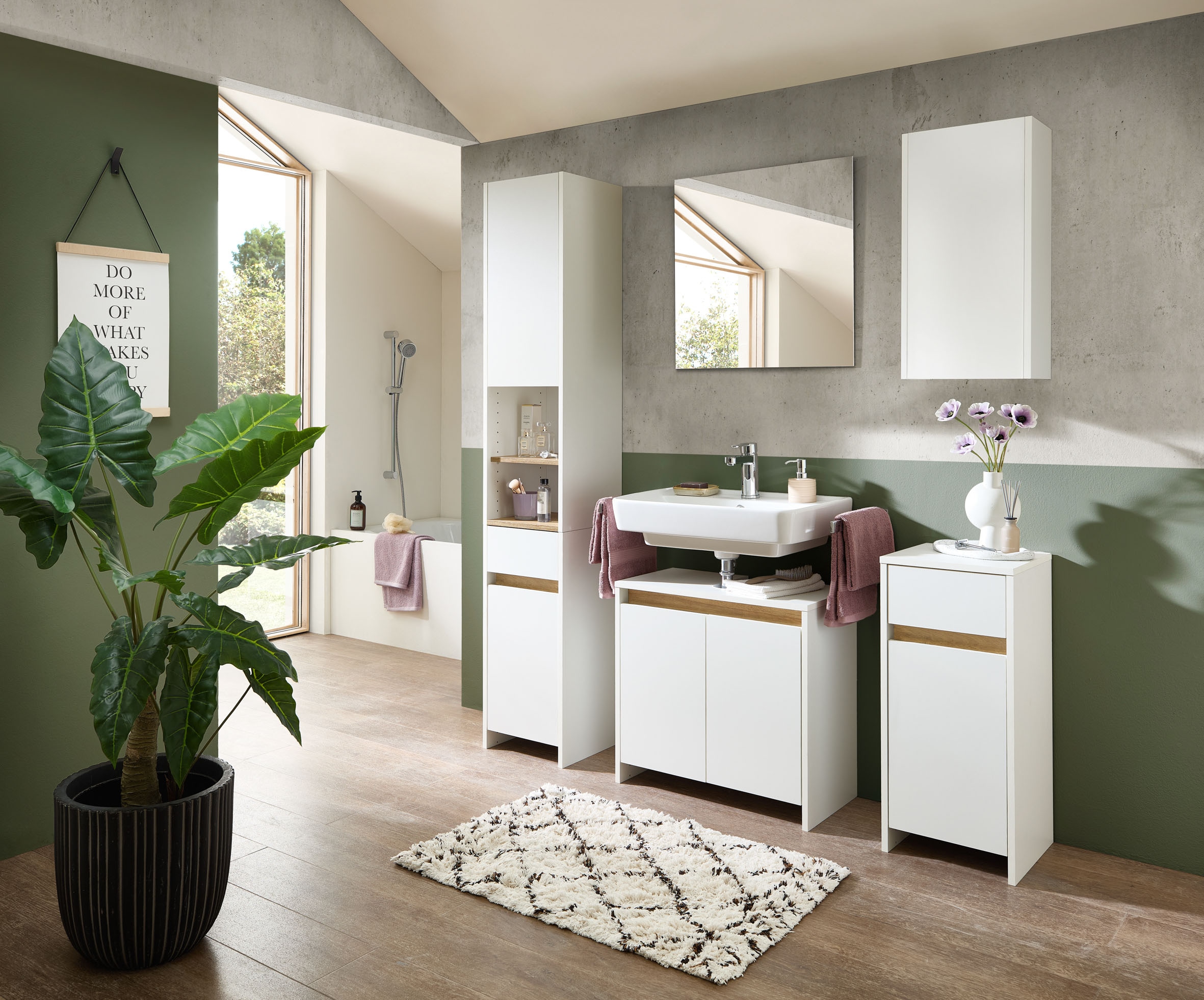 Saphir Ensemble de meubles de salle de bain »Quickset 100, 5-teilig, mit Holzeinlegeböden, 94cm breit« 5 cuis tlg.