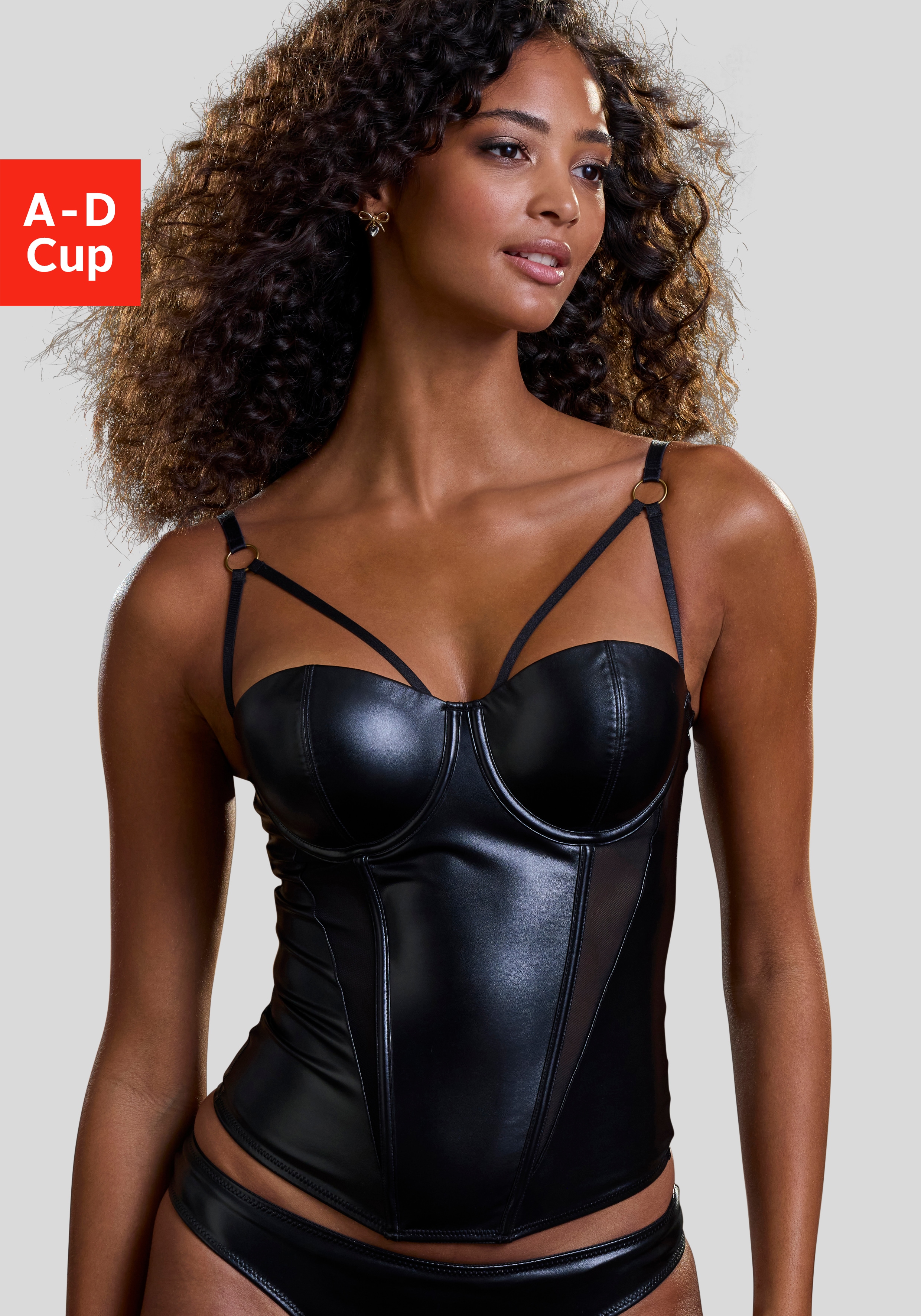 petite fleur gold Corsage, aus Lederimitat, mit Push-up-Kissen, sexy Dessous, Reizwäsche