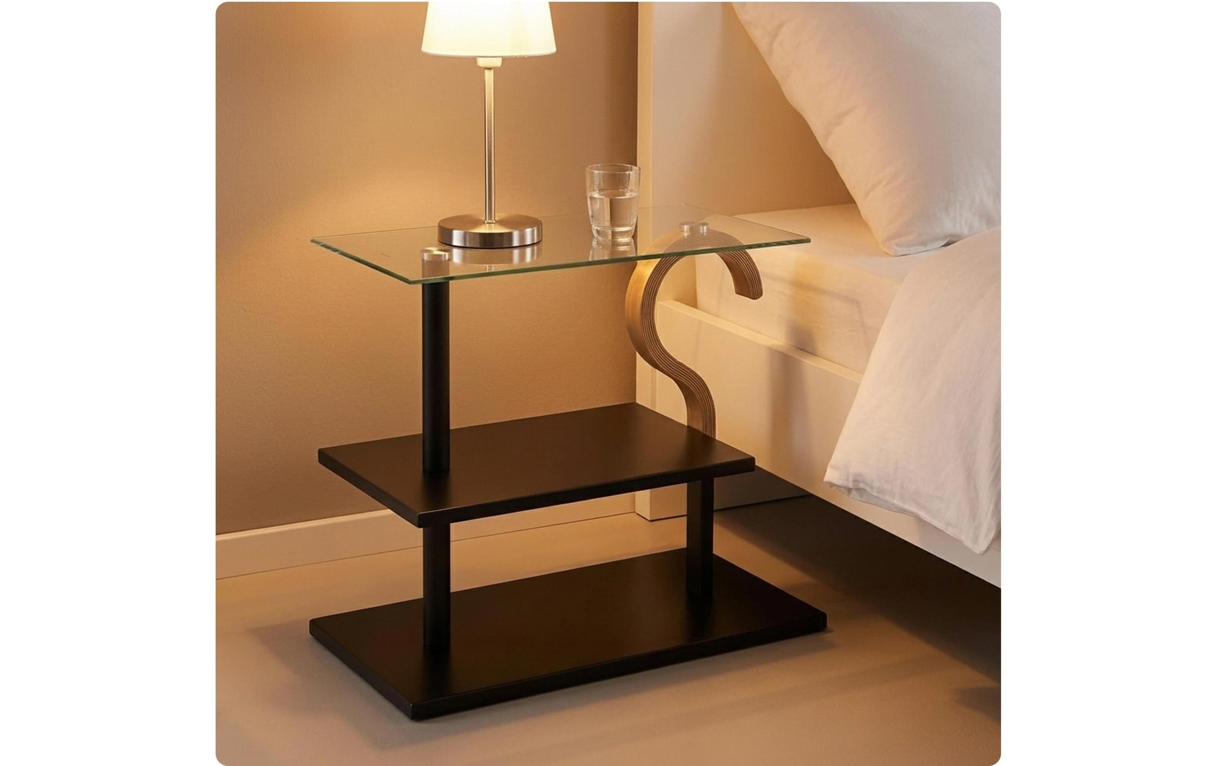 relaxdays »relaxdays Beistelltisch 60 x 50 cm, Schwarz/Braun/Transparent«