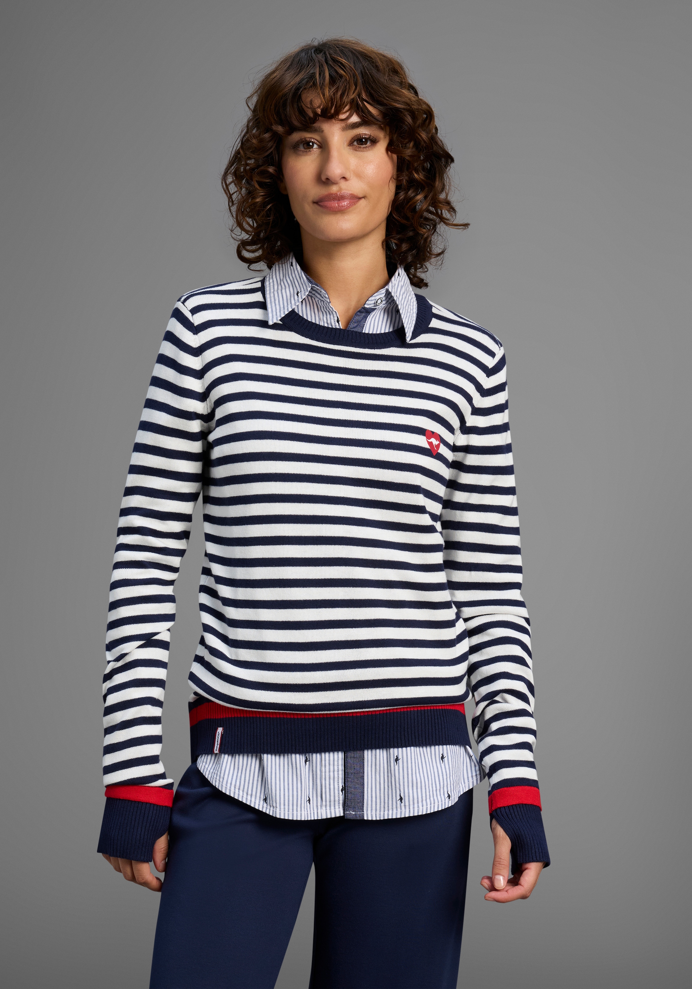 Image of KangaROOS Streifenpullover mit Ringelstreifen und herzlichem Logodruck