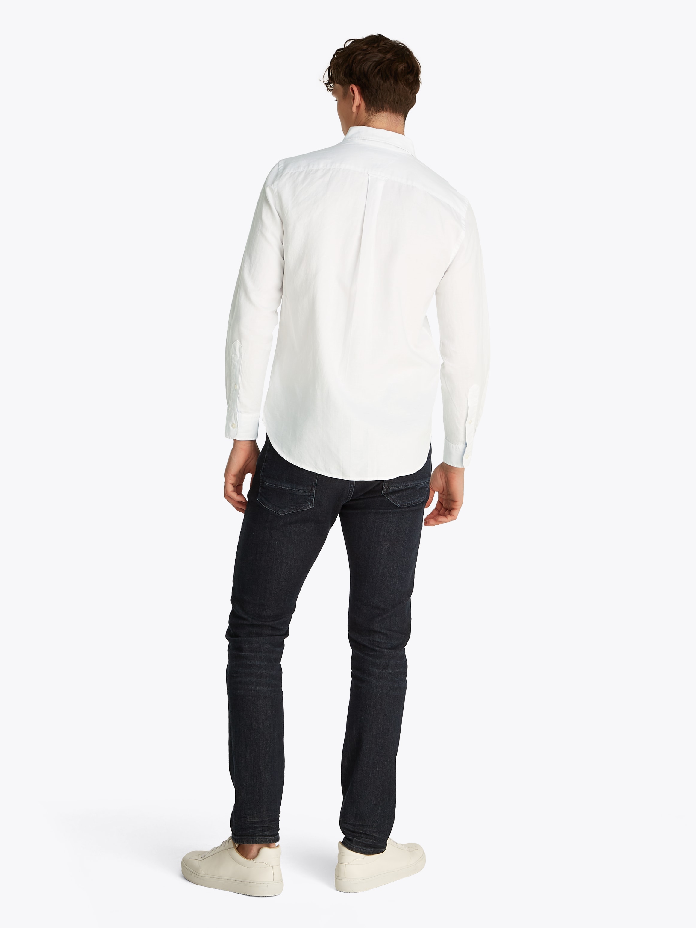 Tommy Hilfiger Langarmhemd »LINEN BLEND SOLID RF SHIRT«, mit Button-down-Kragen