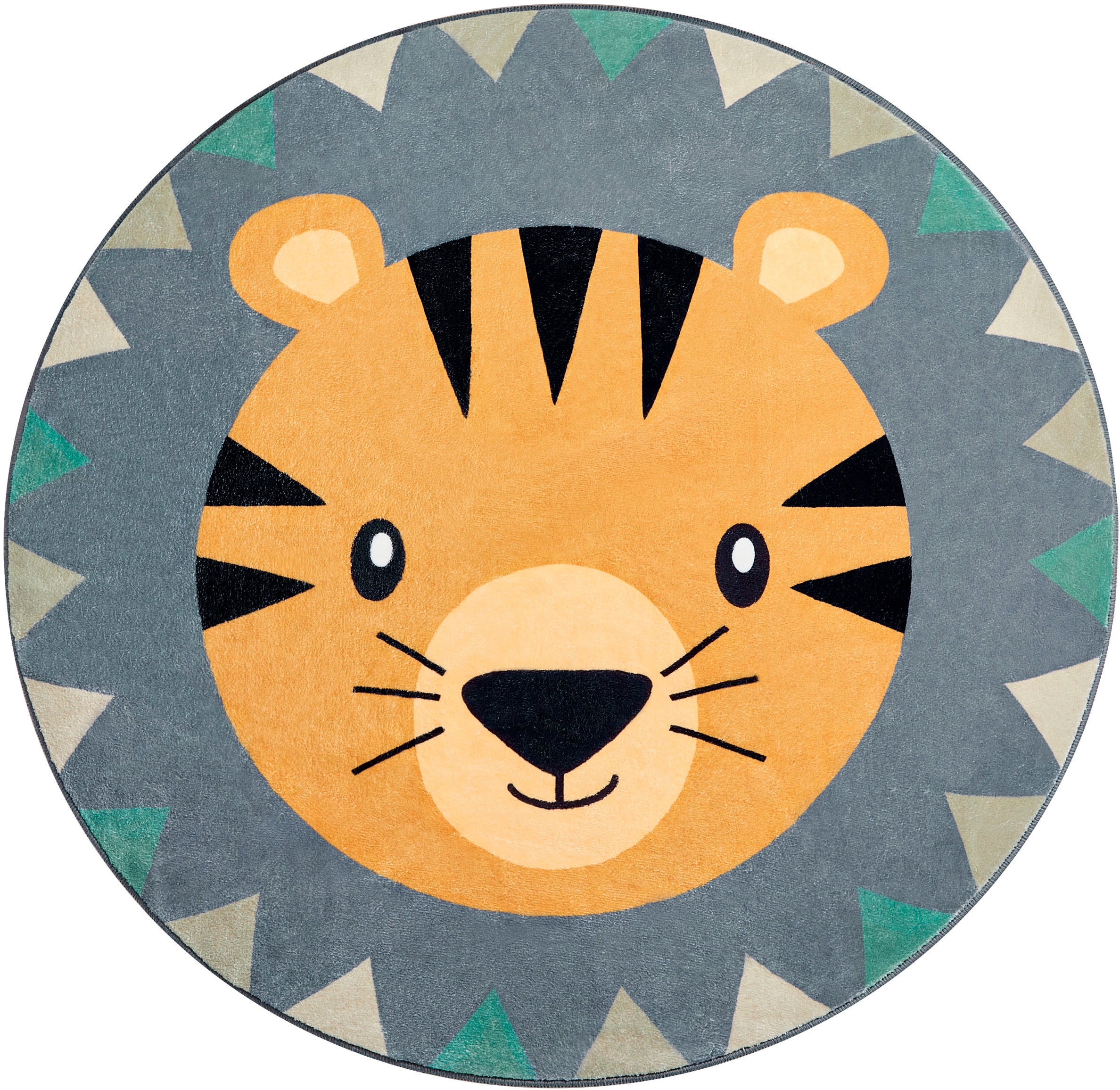 Image of Paco Home Kinderteppich "Tosbik 482" rund 12 mm Höhe Spielteppich, Kurzflor, Motiv Tiger, waschbar, Kinderzimmer