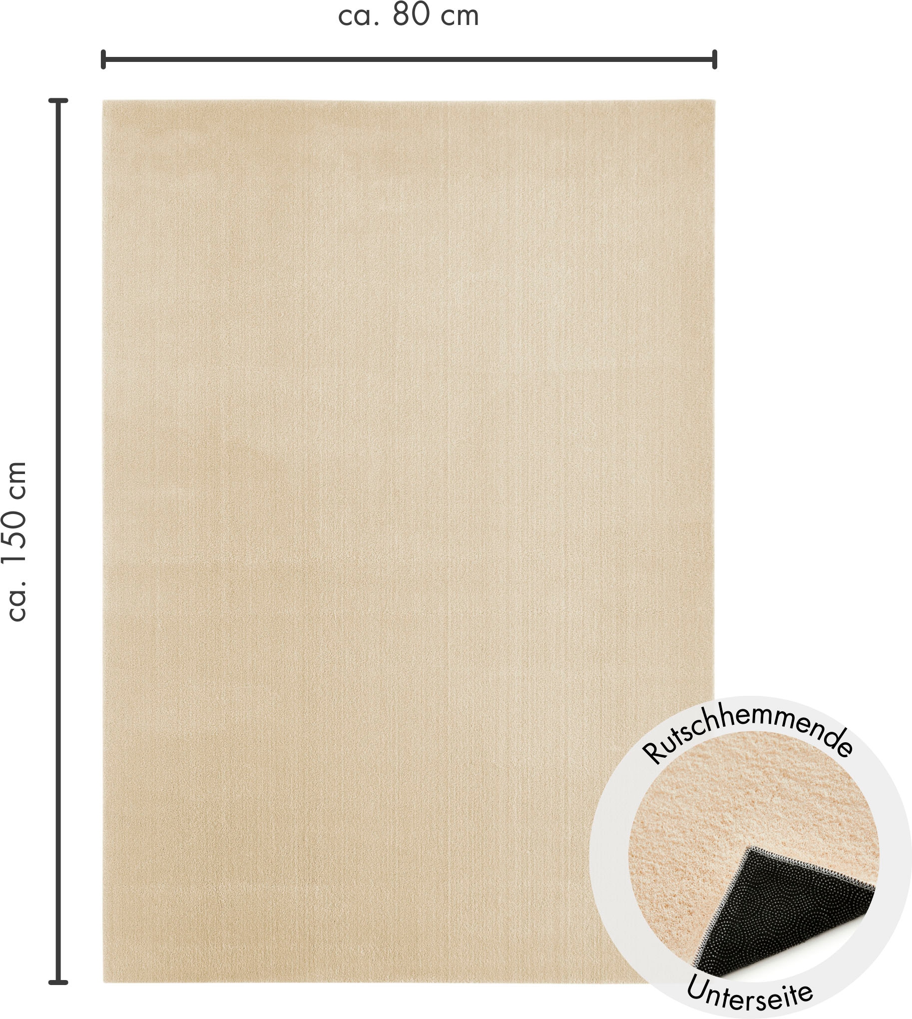 Andiamo Badematte »Arezzo«, Höhe 16 mm, rutschhemmend beschichtet, schnell trocknend-fussbodenheizungsgeeignet, Uni Farben, weich & kuschelig, als rechteckig & rund erhältlich