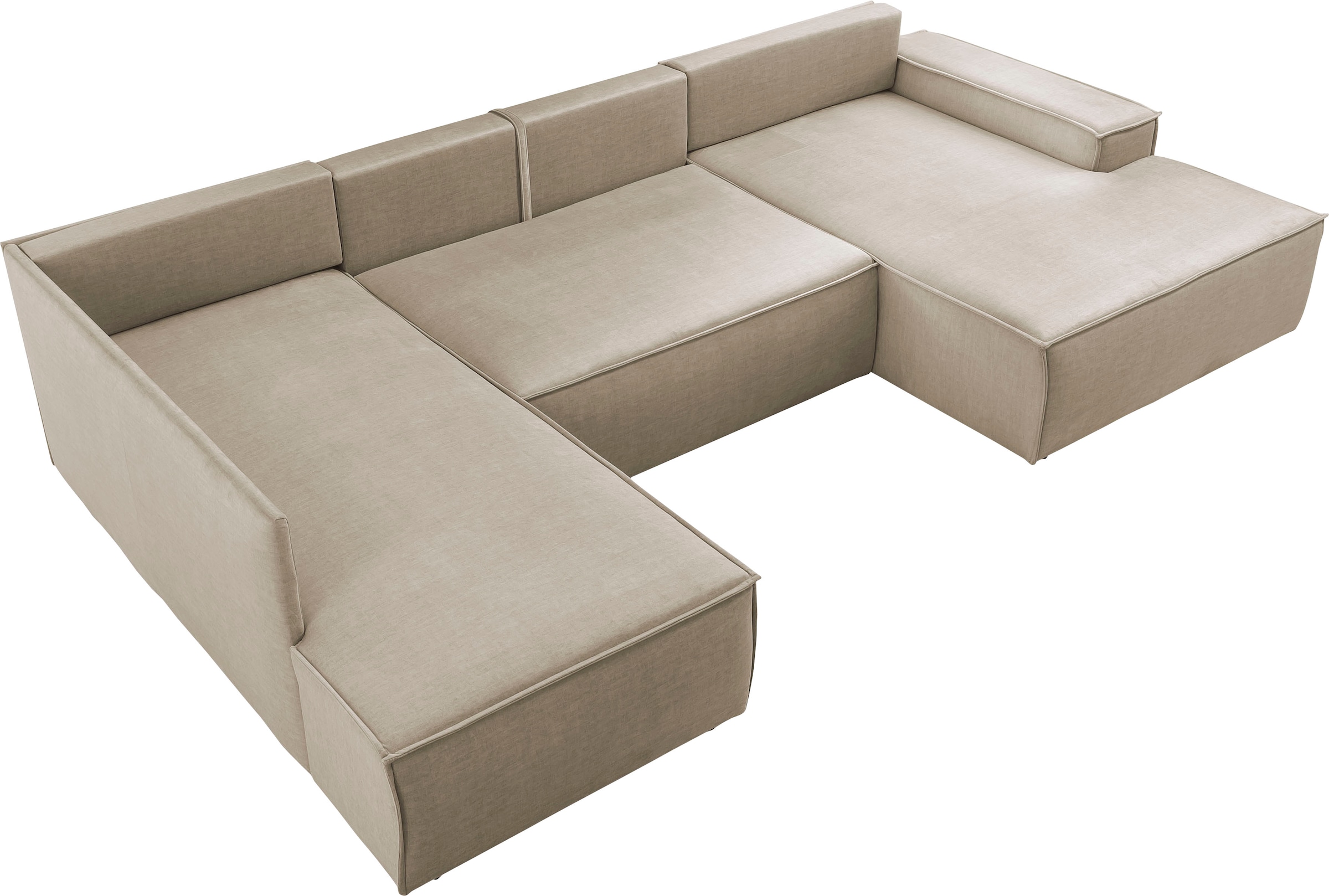 Home affaire Wohnlandschaft »SHERWOOD 329 cm, U-Form, Schlafsofa,«, Schlaffunktion m. Bettkasten (194x139 cm), Cord, Vintage, Samtvelours