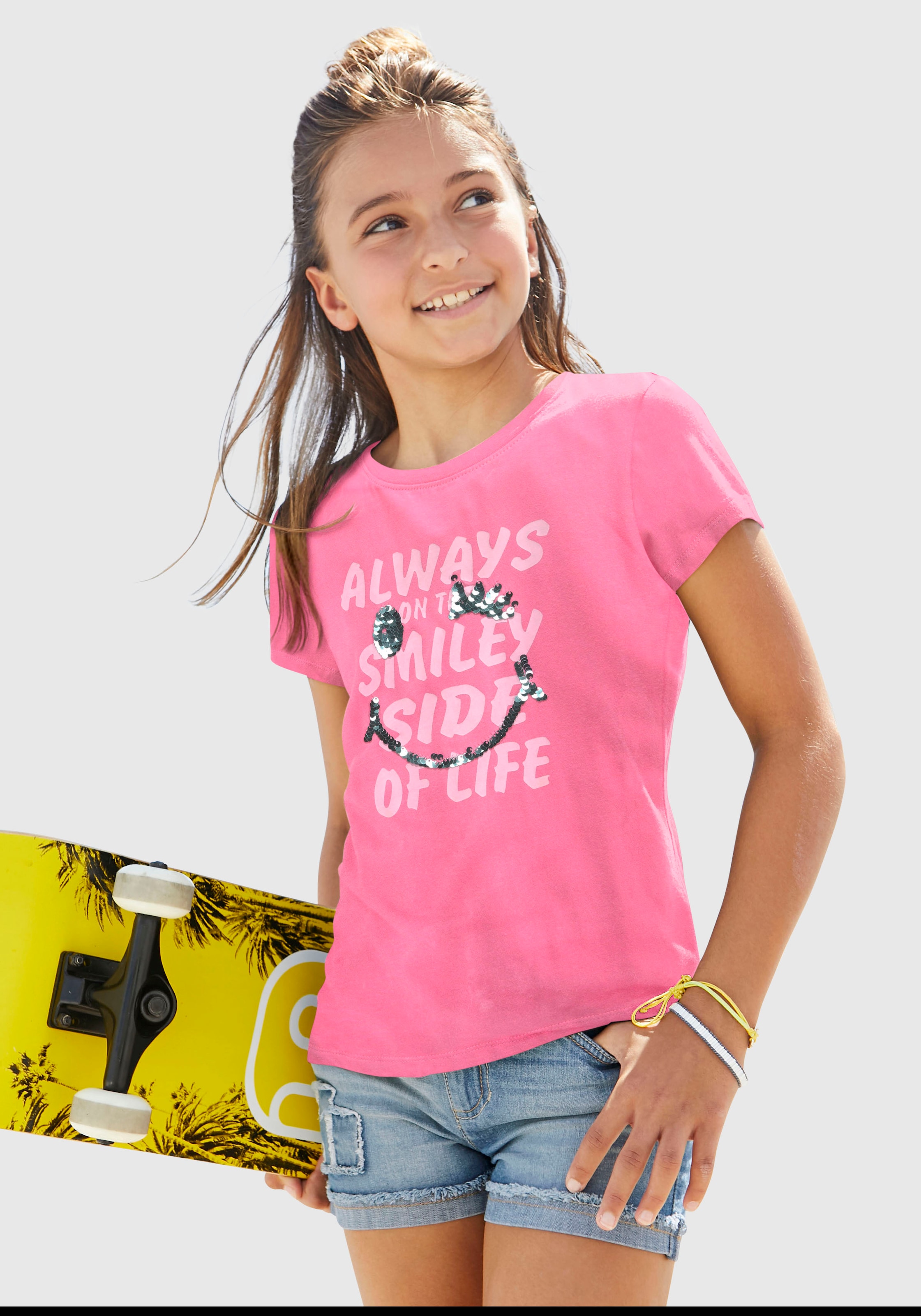 Trendige KIDSWORLD T-Shirt, mit Mindestbestellwert bestellen Wendepailletten ohne