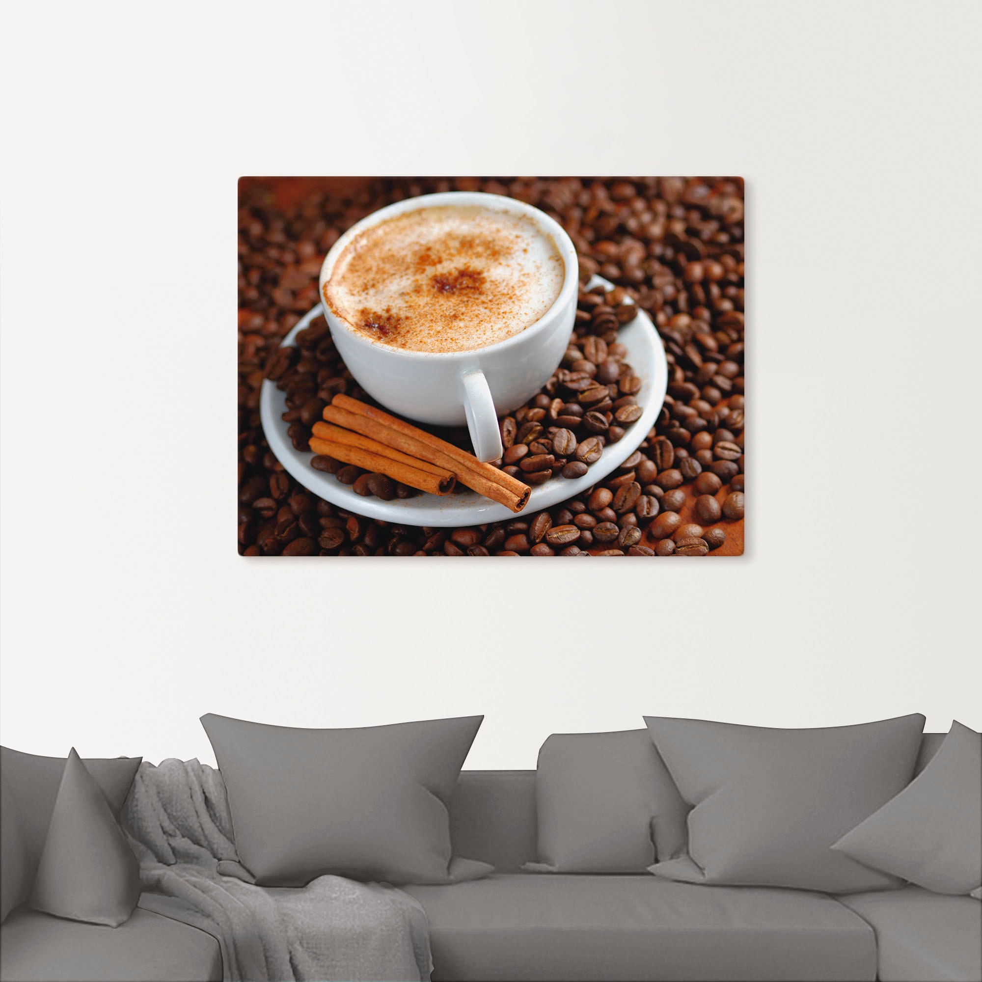 Artland Tableau sur toile »Cappuccino - Kaffee« 1 cuis tlg. auf Holzrahmen gespannt