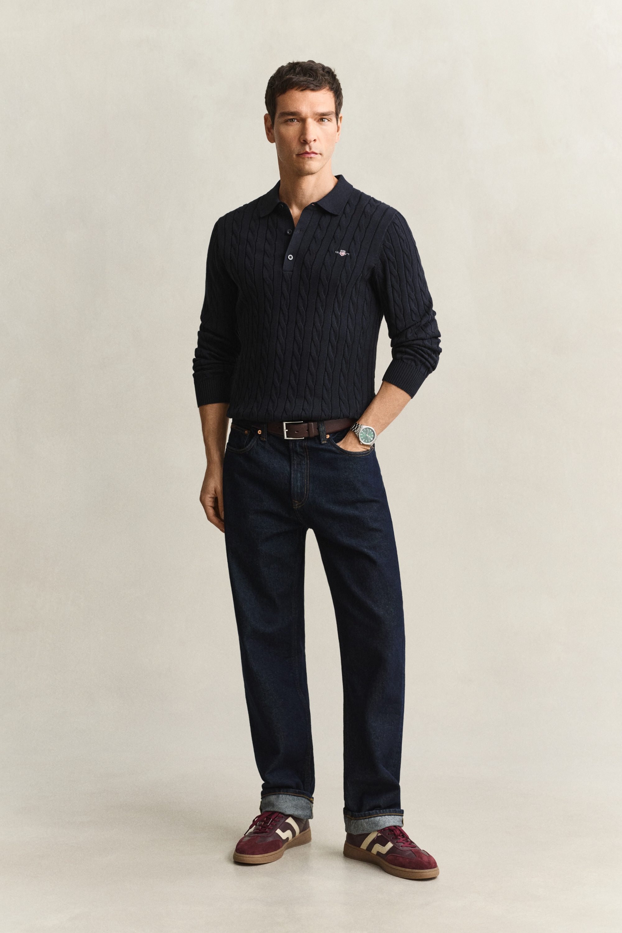 Gant Polokragenpullover »COTTON CABLE POLO« Regular fit mit Polokragen