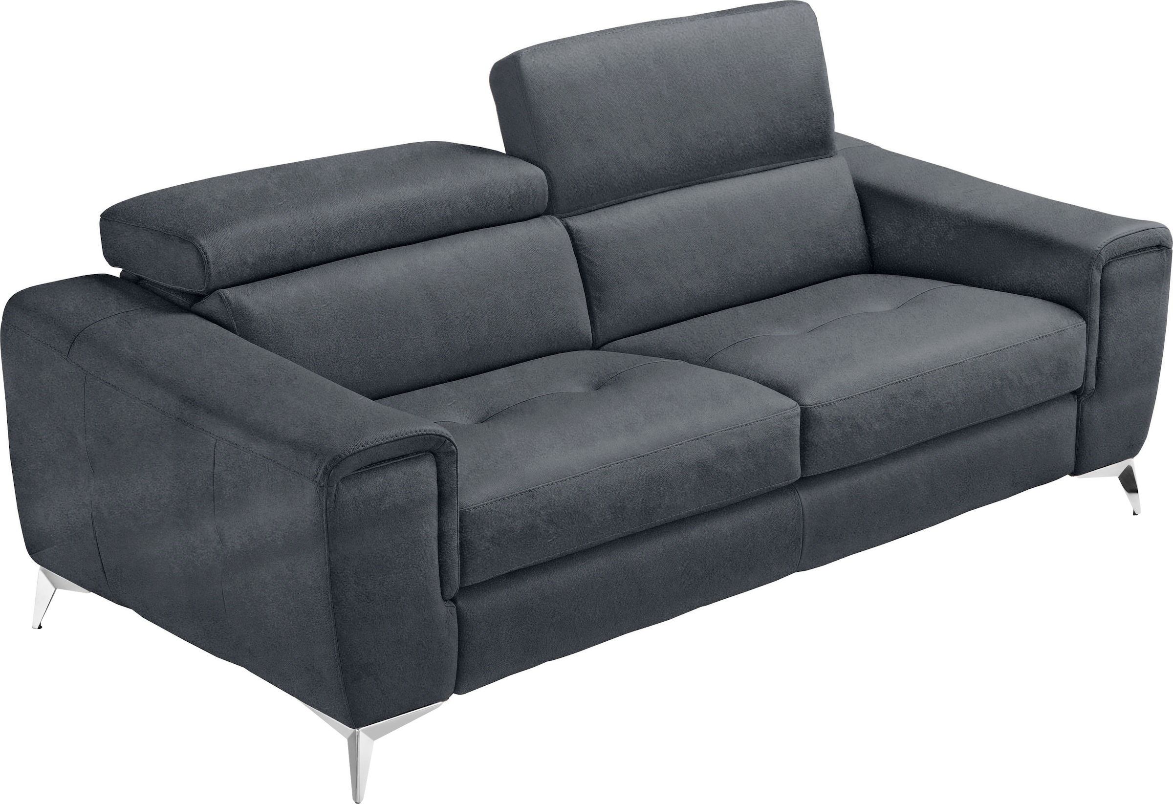 Image of Egoitaliano Schlafsofa "Francine Designsofa, Loungesofa mit Dauerschlaffunktion, Breite 233 cm" mit Bettfunktion, Luxus-Microfaser BLUSH, charcoal, Fussfarbe chrom