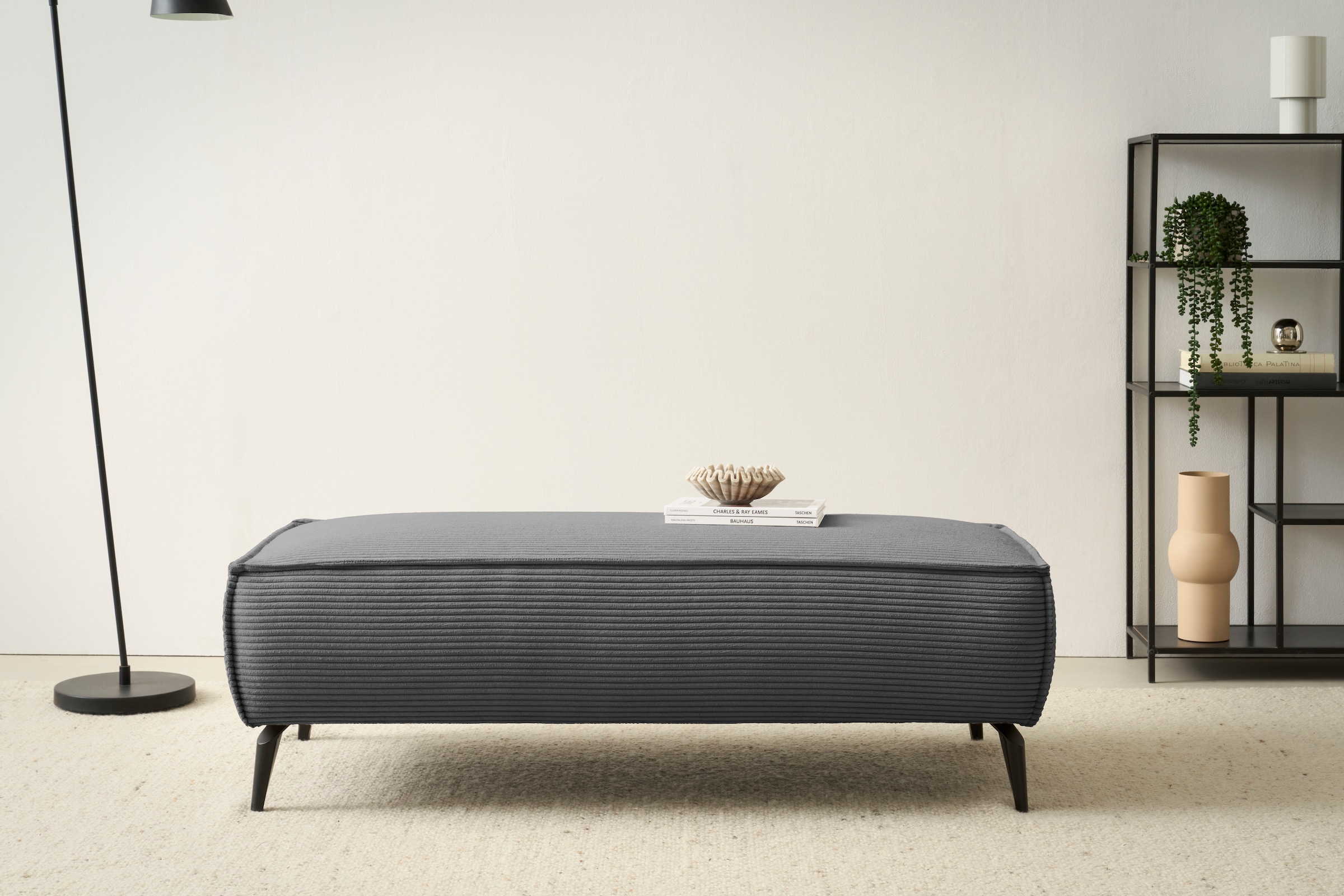 Home affaire Wohnlandschaft »mit Hocker, TVINNU, moderne U-Form in Cord oder Leinenoptik« Recamiere rechts/links, stellbar zum Schlafsofa (Krokodilverbinder)