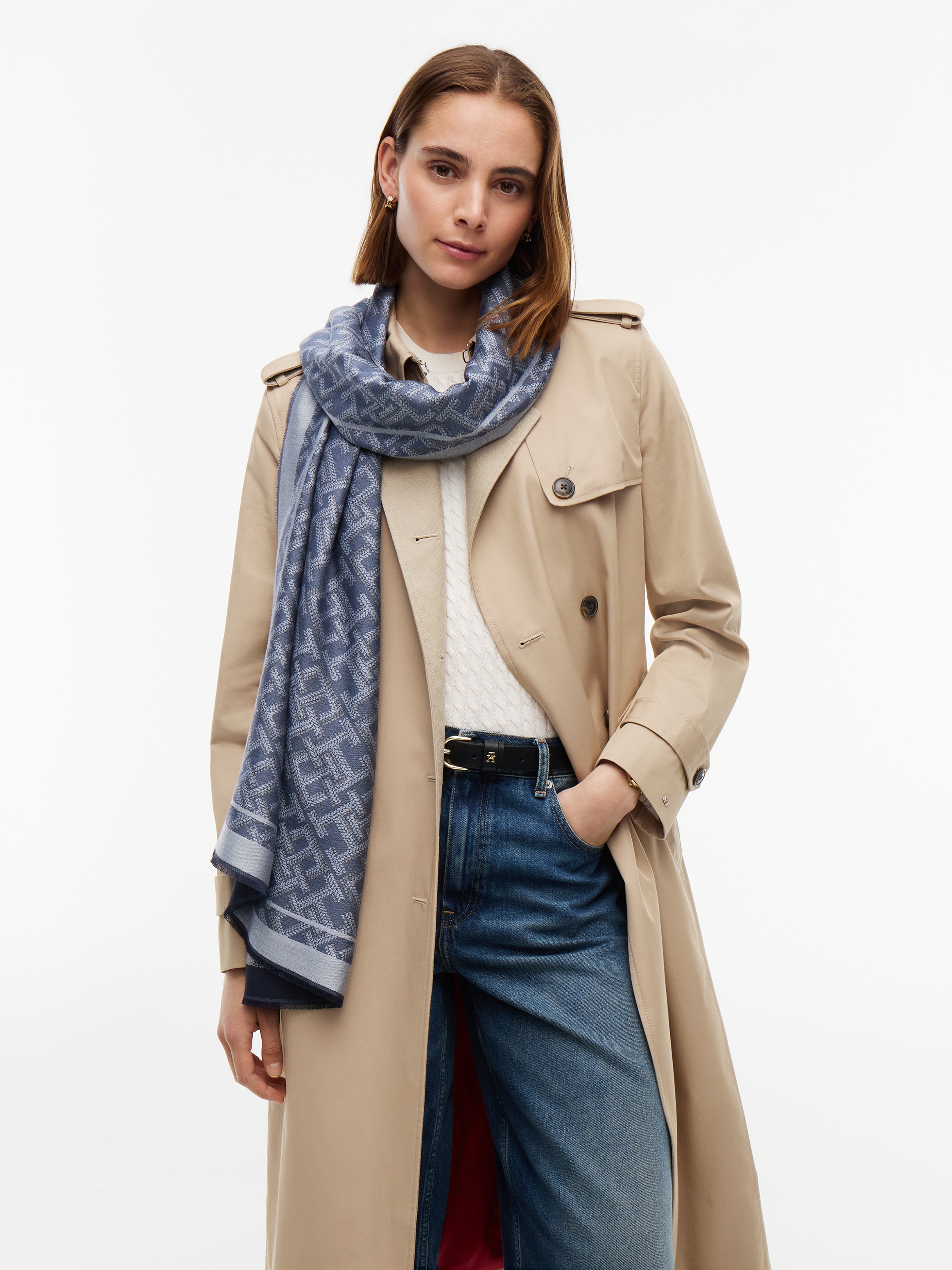 Image of Tommy Hilfiger Modetuch "MONOGRAM JACQ SCARF" Regular fit mit Monogramprint