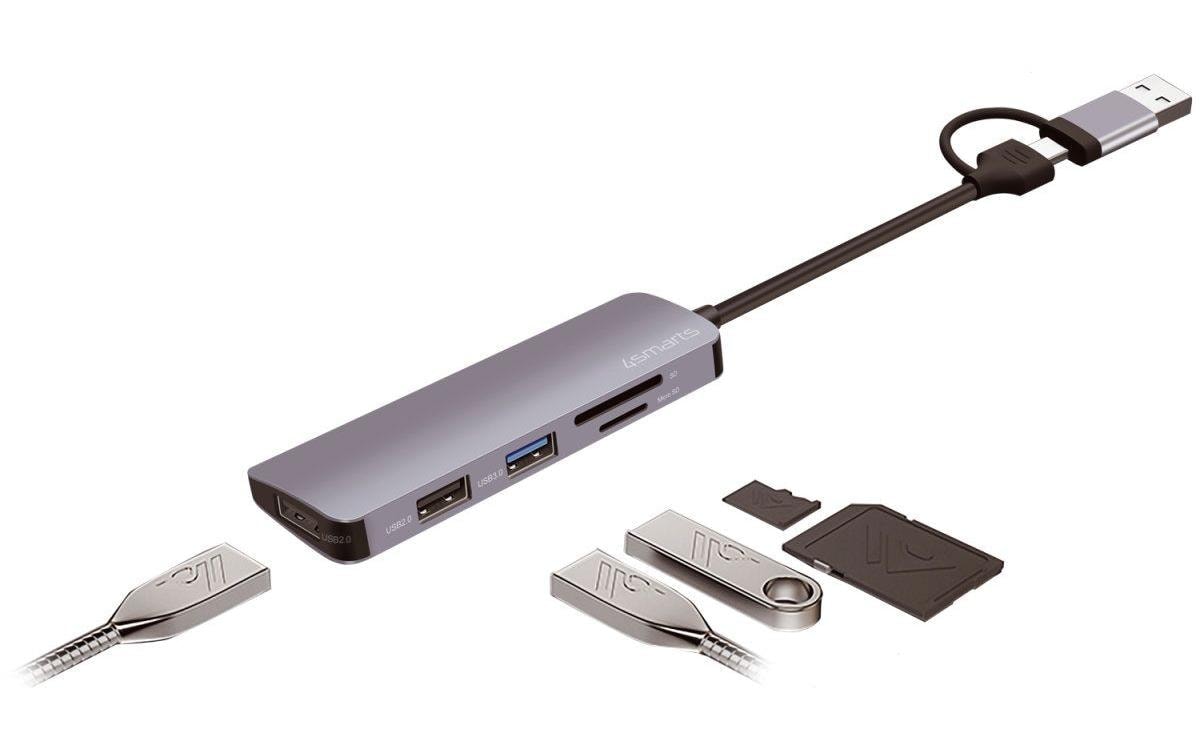 4smarts USB-Adapter »5in1 Universal Multiport Hub USB-A/USB-C«