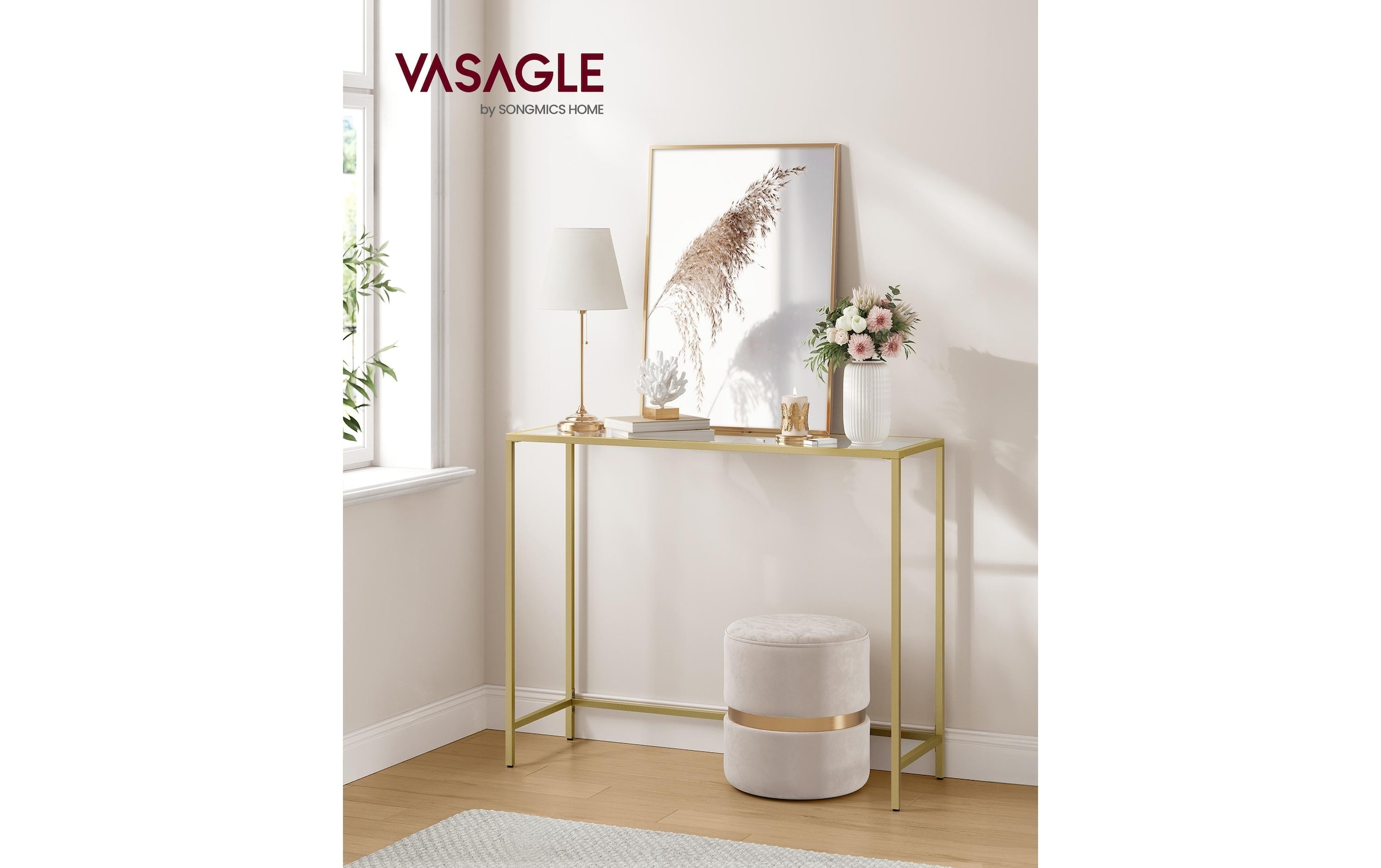 VASAGLE Konsolentisch »80 cm x 100 cm, Goldfarben«