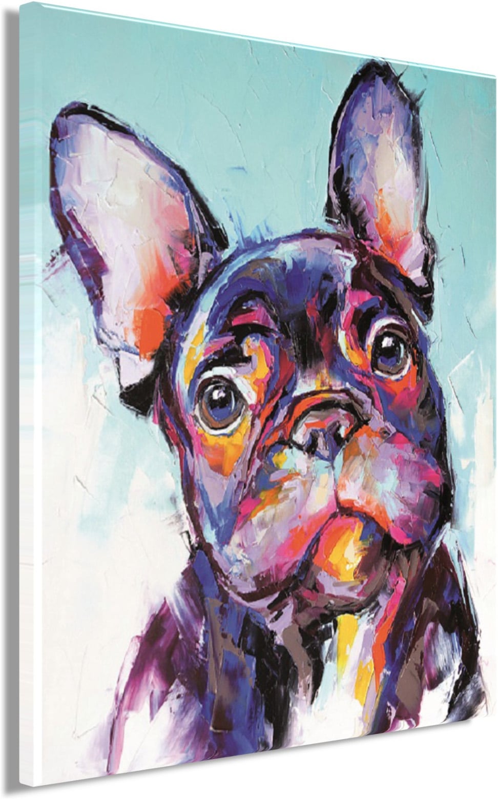 Bönninghoff Leinwandbild »Wandbild BUNTE BULLDOGGE XXL 118x140 cm – Leinwandbild Keilrahmen Deko« Haustiere | Hundebilder 1 Stk. tlg. auf Keilrahmen gespannt