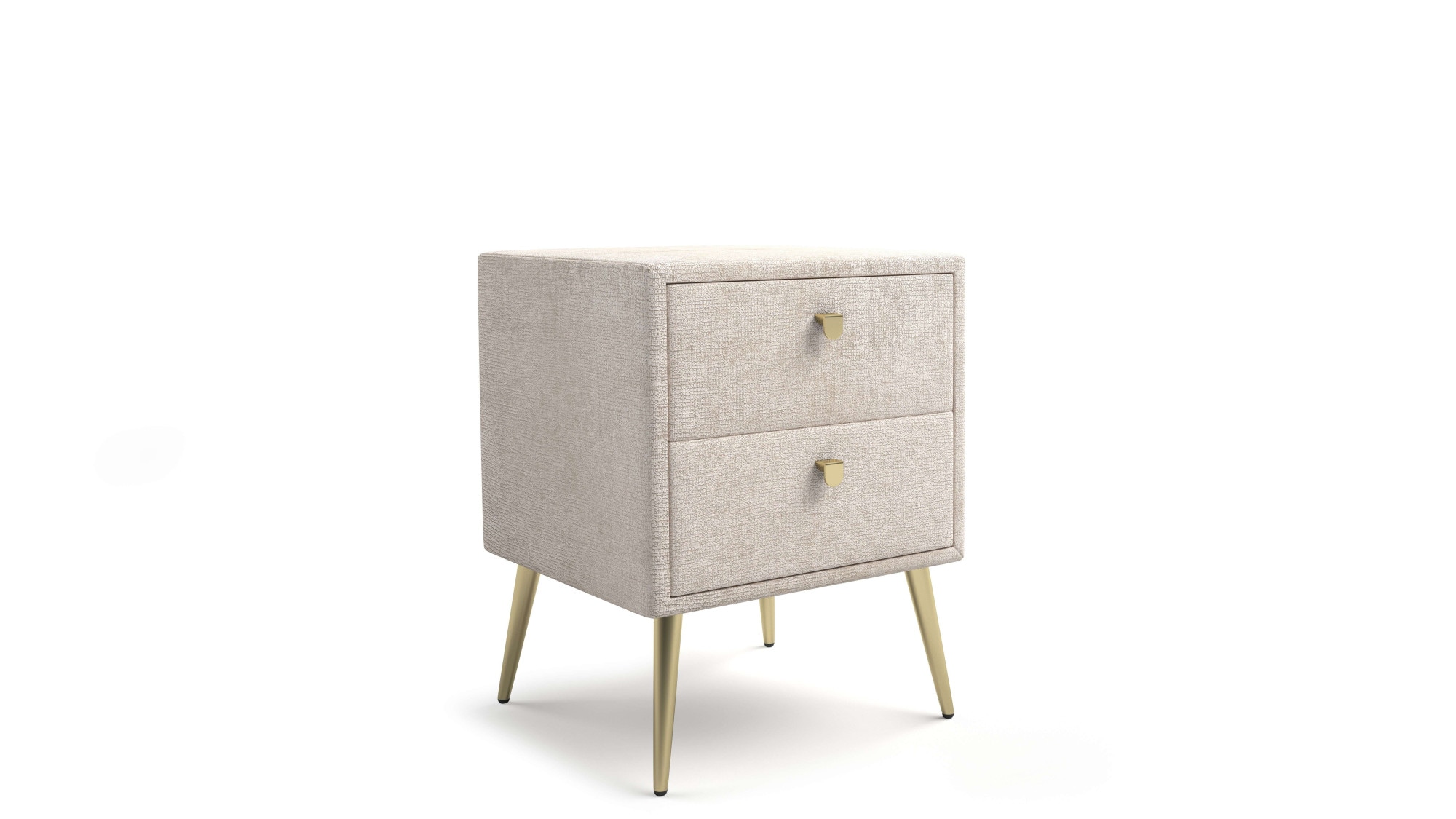 GOODproduct Nachtschrank »MOIVREE Polster-Nachtkommode wahlweise mit 2 Schubladen oder Fächer« Nako auf goldenen Beinen, Masse B/T/H: 41/40,5/53,5cm, passend zum Bett