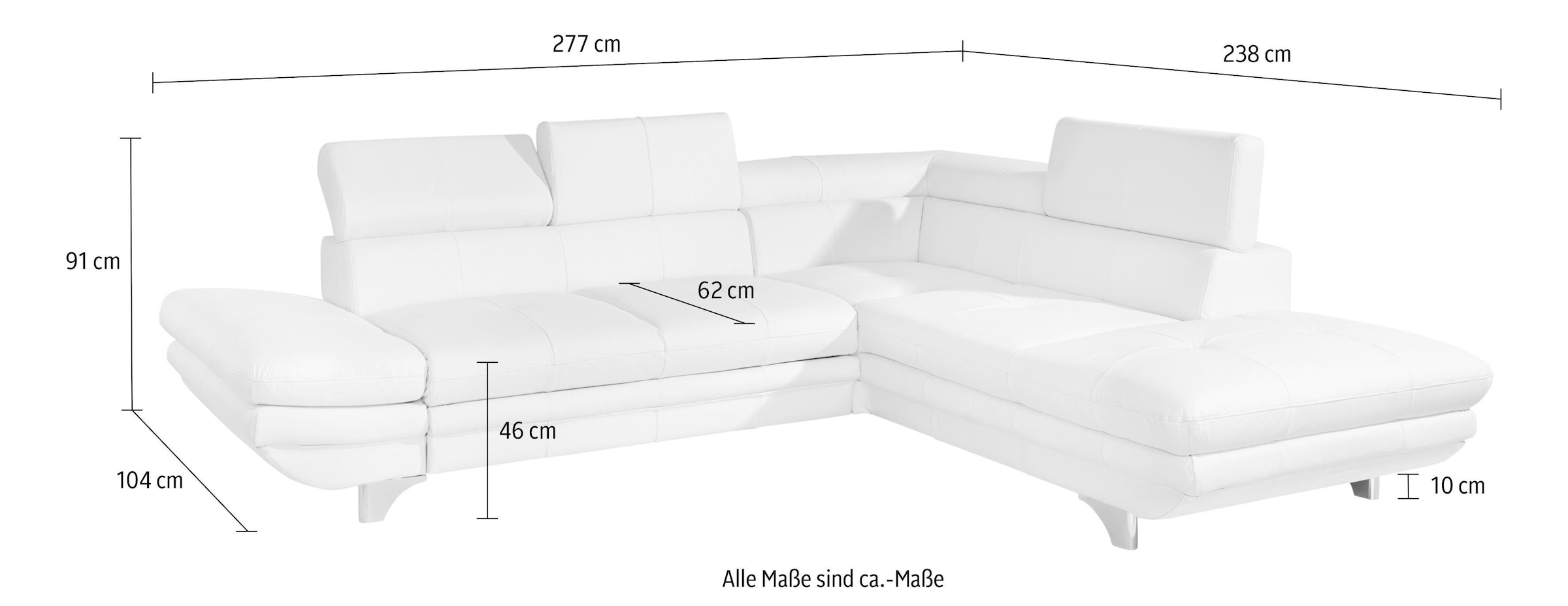 COTTA Ecksofa »Enterprise L-Form«, mit Kopf- und Armteilverstellung, wahlweise mit Bettfunktion