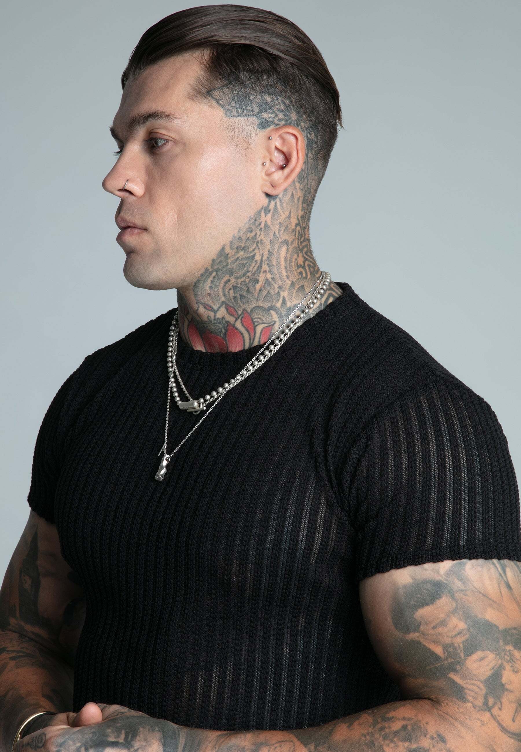 Siksilk T-Shirt »Siksilk T-Shirt Textured Muscle Fit T-Shirt«