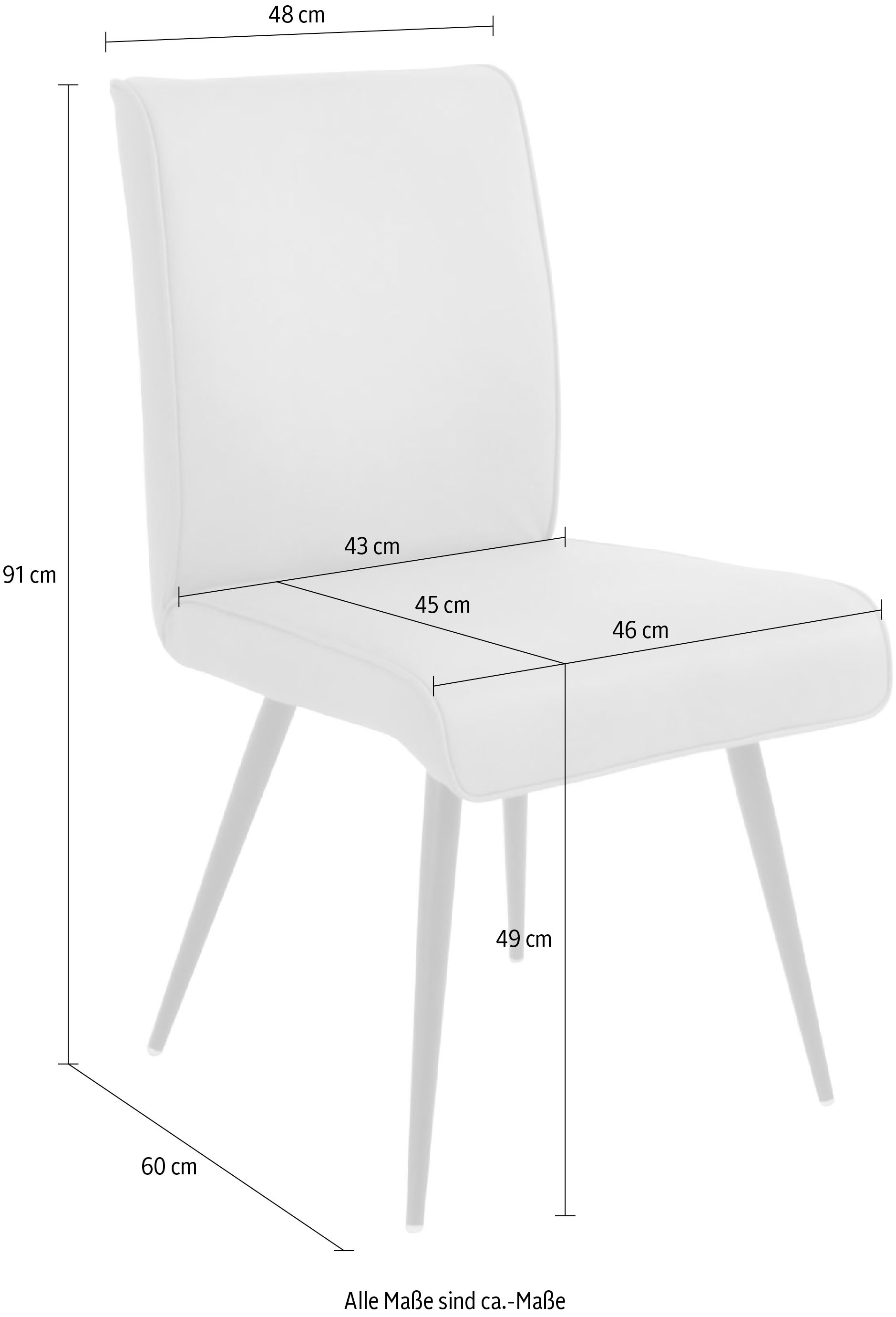 K+W Komfort & Wohnen 4-Fussstuhl »Giacomo I« () 1 Stk.4- Fussstuhl mit umlaufenden 4mm Keder am Rücken und Sitz, Metallfüsse