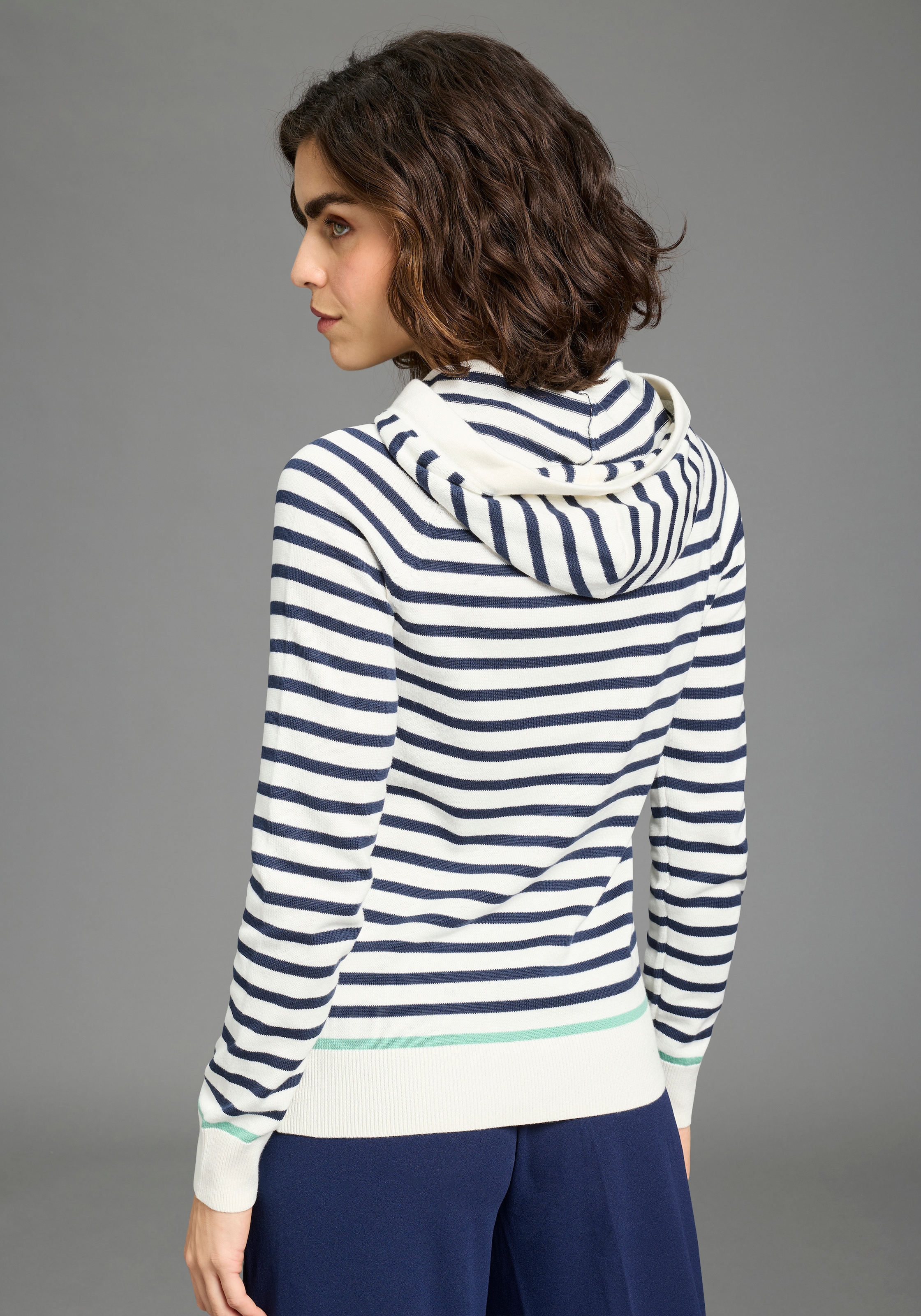 Laura Scott Pull à capuche leichter Übergangspullover mit modernen Streifen