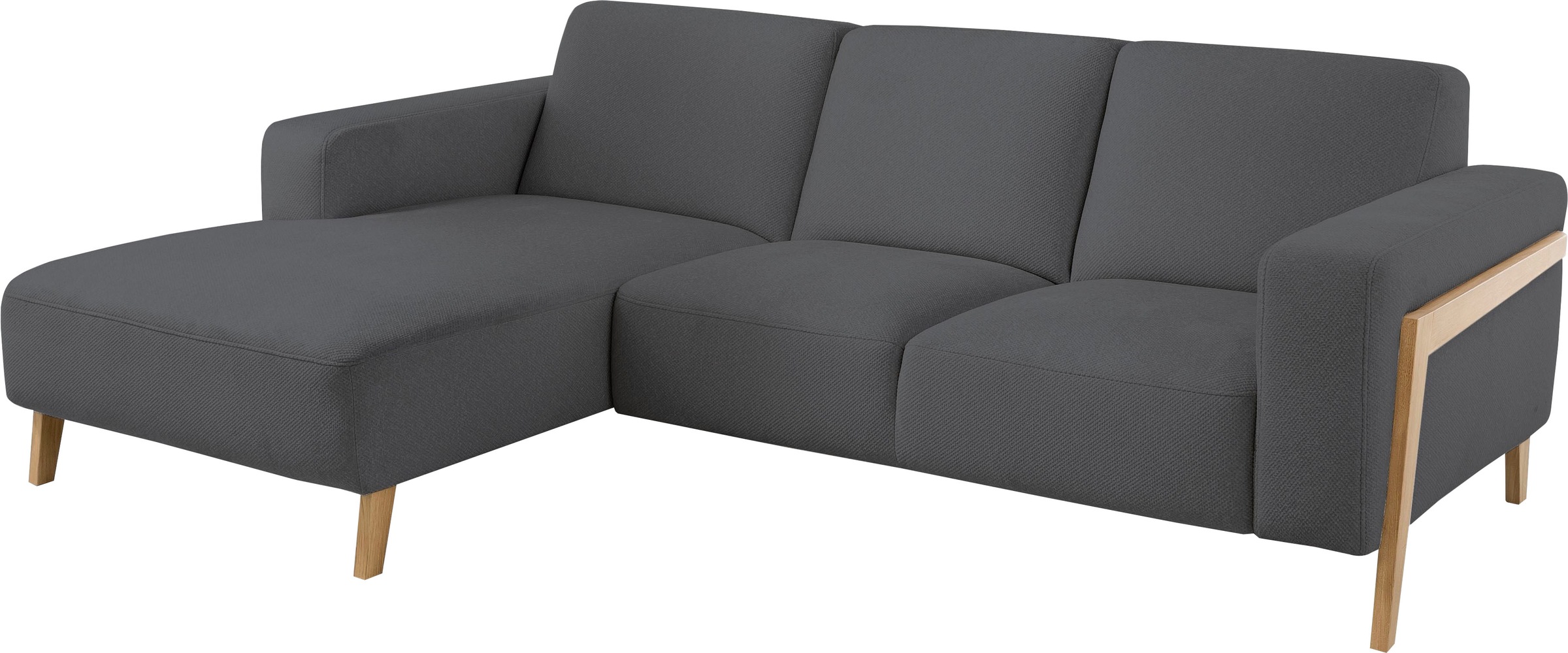 exxpo - sofa fashion Ecksofa »Starr, modern und klassisches Design, hochwertige Verarbeitung, bequem« L-Form, wahlw. elektrische Sitztiefenverstellung, Massivholzfüsse