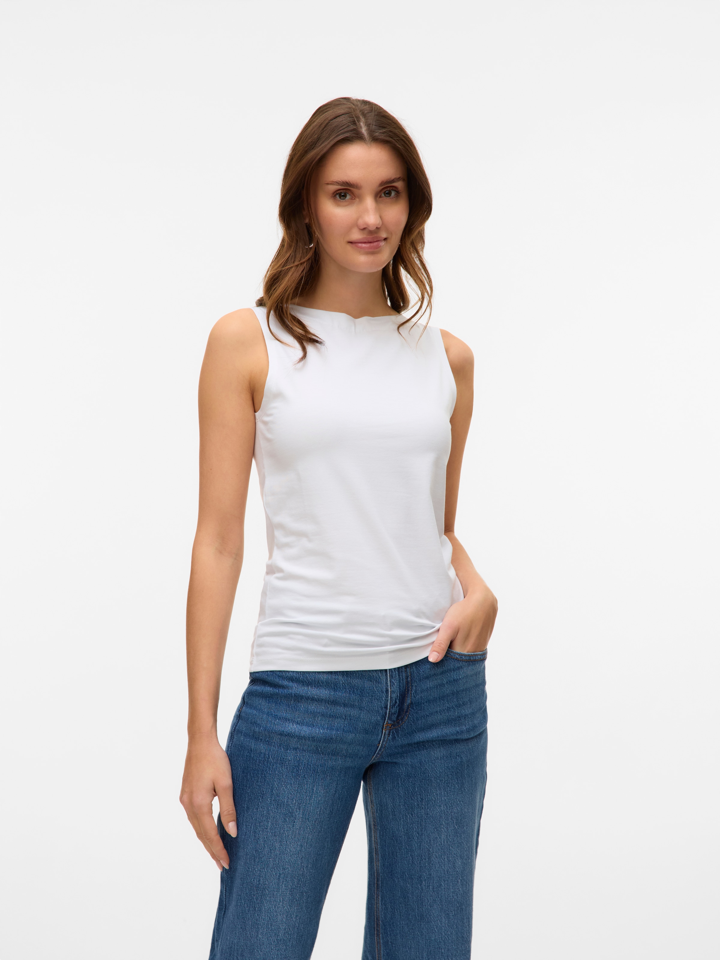 Image of Vero Moda Shirttop "VMPANDA MODAL SL TOP JRS NOOS" Baumwollmischung, slim fit