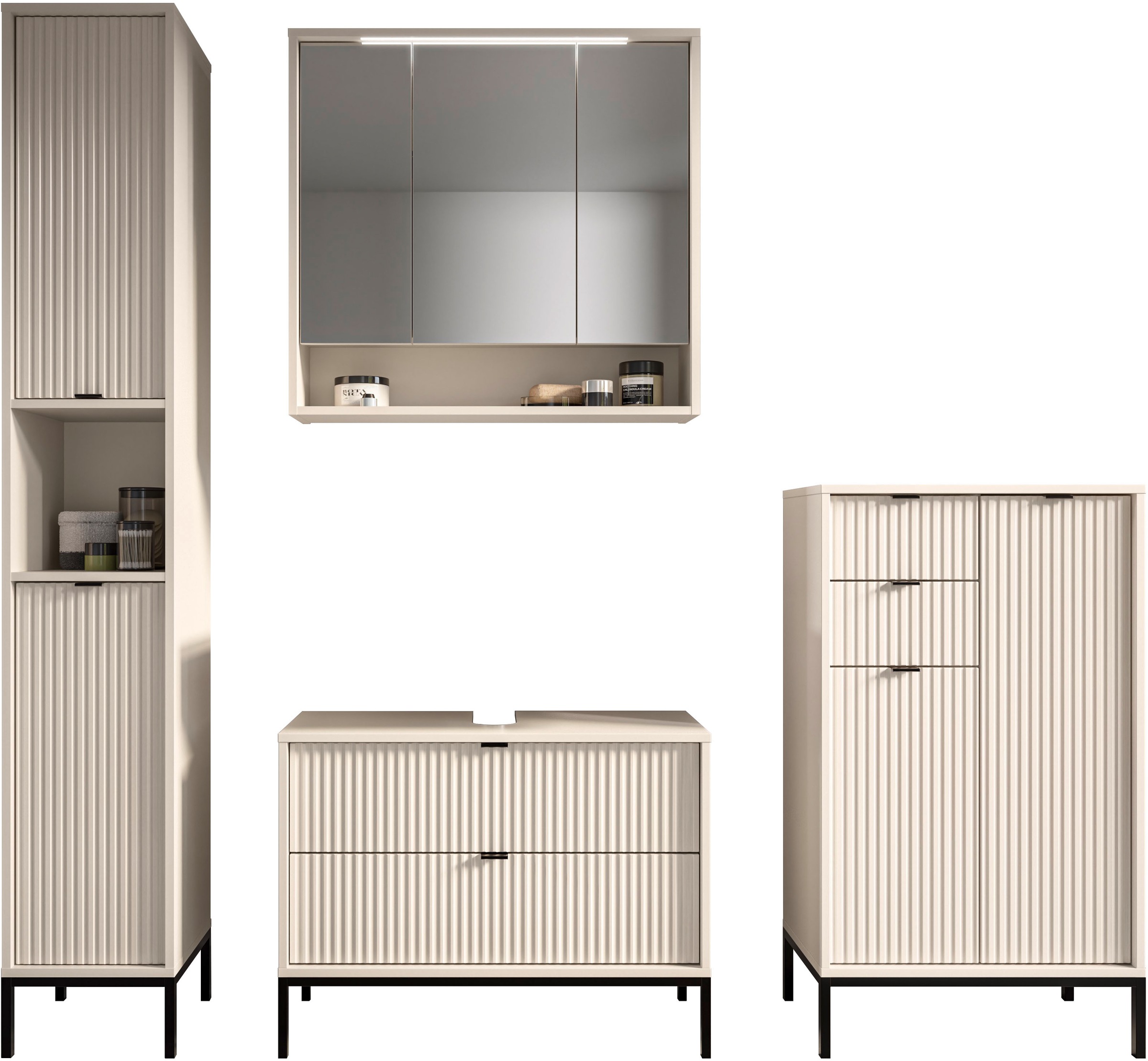 BASIC by Balculina Armoire sous lavabo »Lucera BxHxT 80x60x32 cm« 1 cuis tlg. Largeur 80cm, tiroir sous plan, pieds en métal