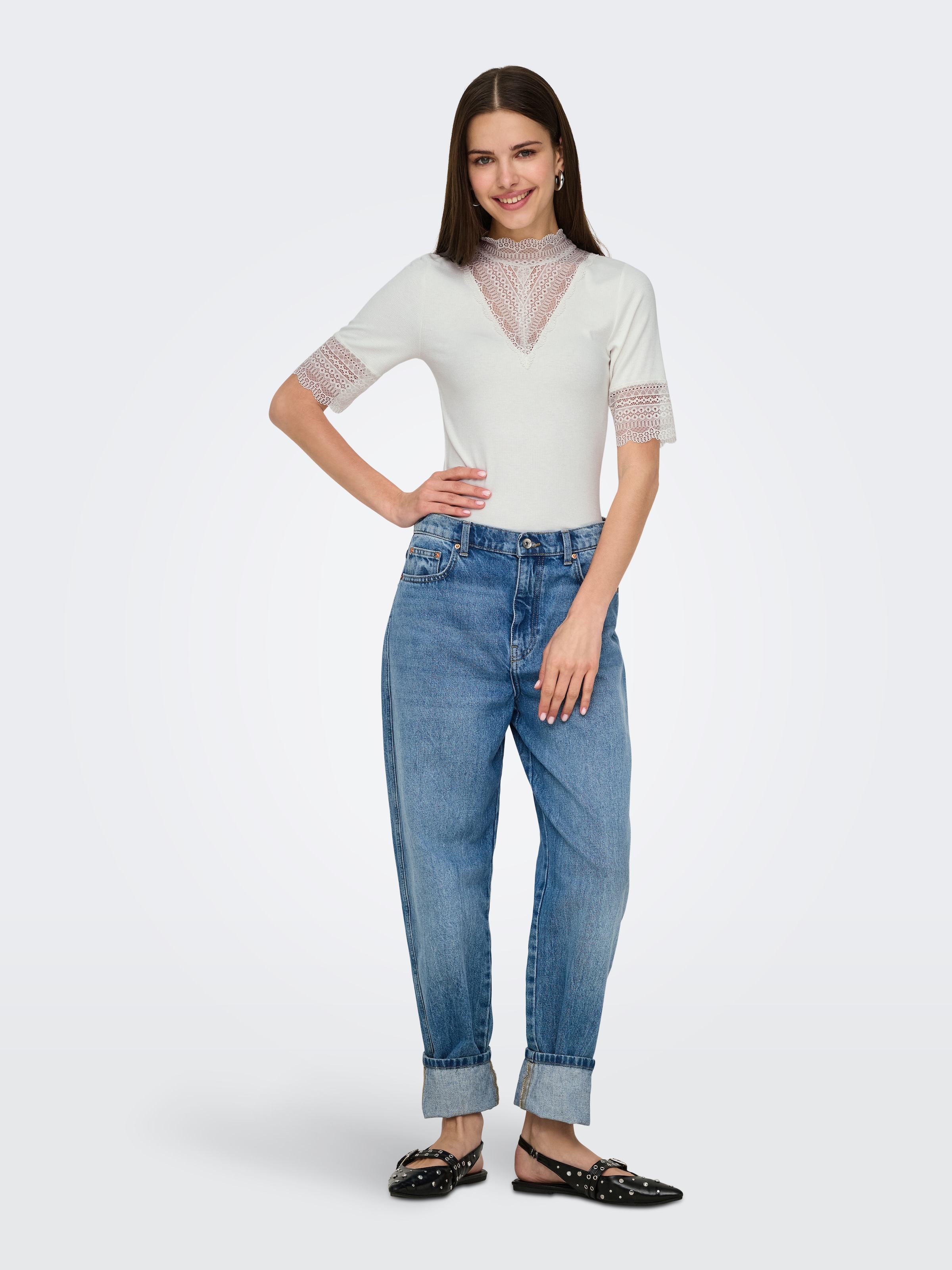 ONLY Chemise en dentelle »ONLTILDE HIGHNECK S/S TOP JRS NOOS«