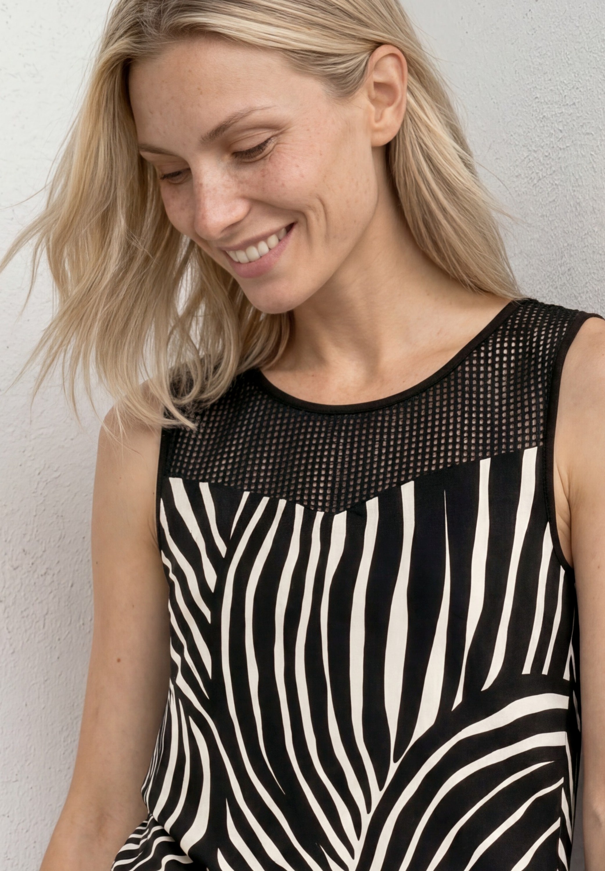 STREET ONE Top en maille mit Mesheinsatz, atmungsaktiv, elastisch, pflegeleicht
