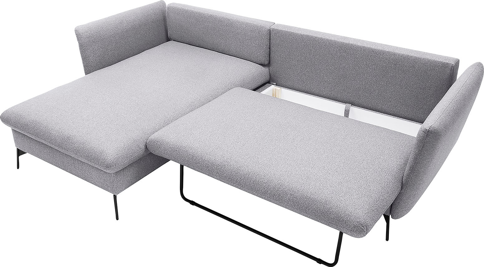 andas Ecksofa »LIVORNO,258 cm, L-Form,«, Schlaffunktion u. Bettkasten (139/224cm), Samt, Struktur, Webstoff