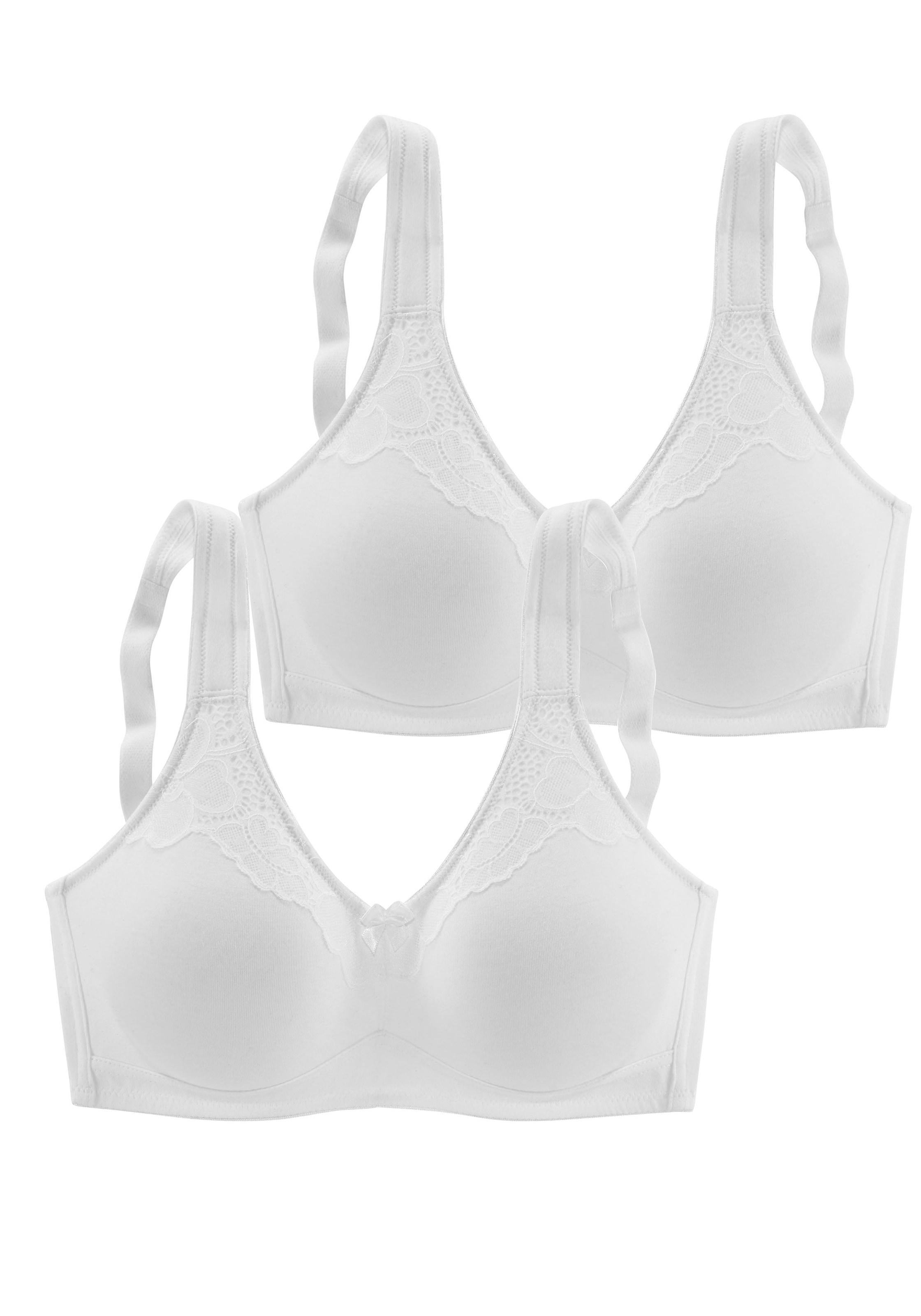 Image of Naturana Bügelloser BH "Cotton" 2er Pack, vorgeformte Soft-Cups, breite Träger, mit Spitze, Baumwollmix, bequem