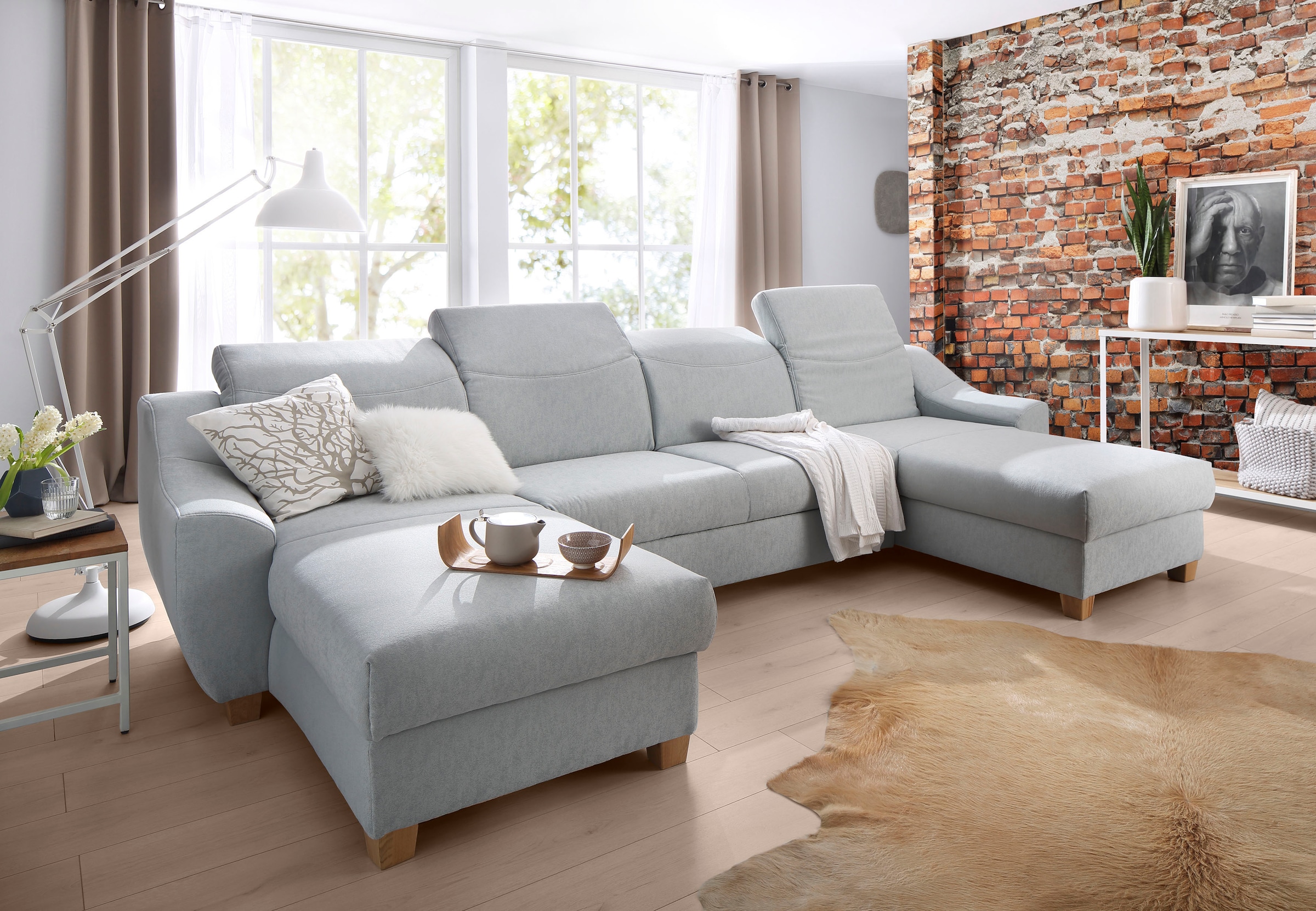 COTTA Canapé d'angle »Speedway L-Form« mit Kopfteilverstellung, wahlweise mit Bettfunktion & Bettkasten