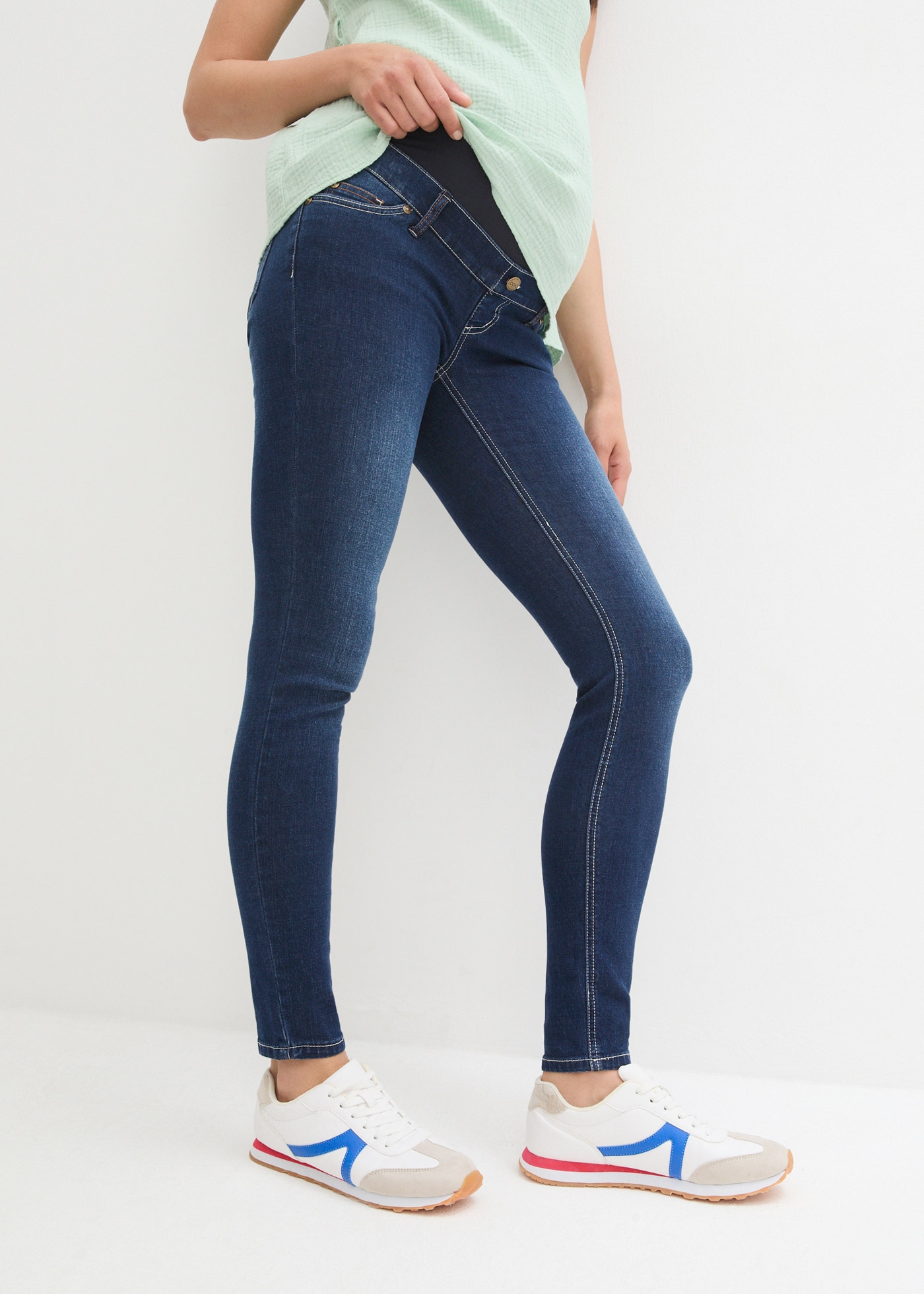 Image of bonprix Umstandsjeans Skinny Fit, breiter Jerseybund, verstellbarer Gummizug im Bund