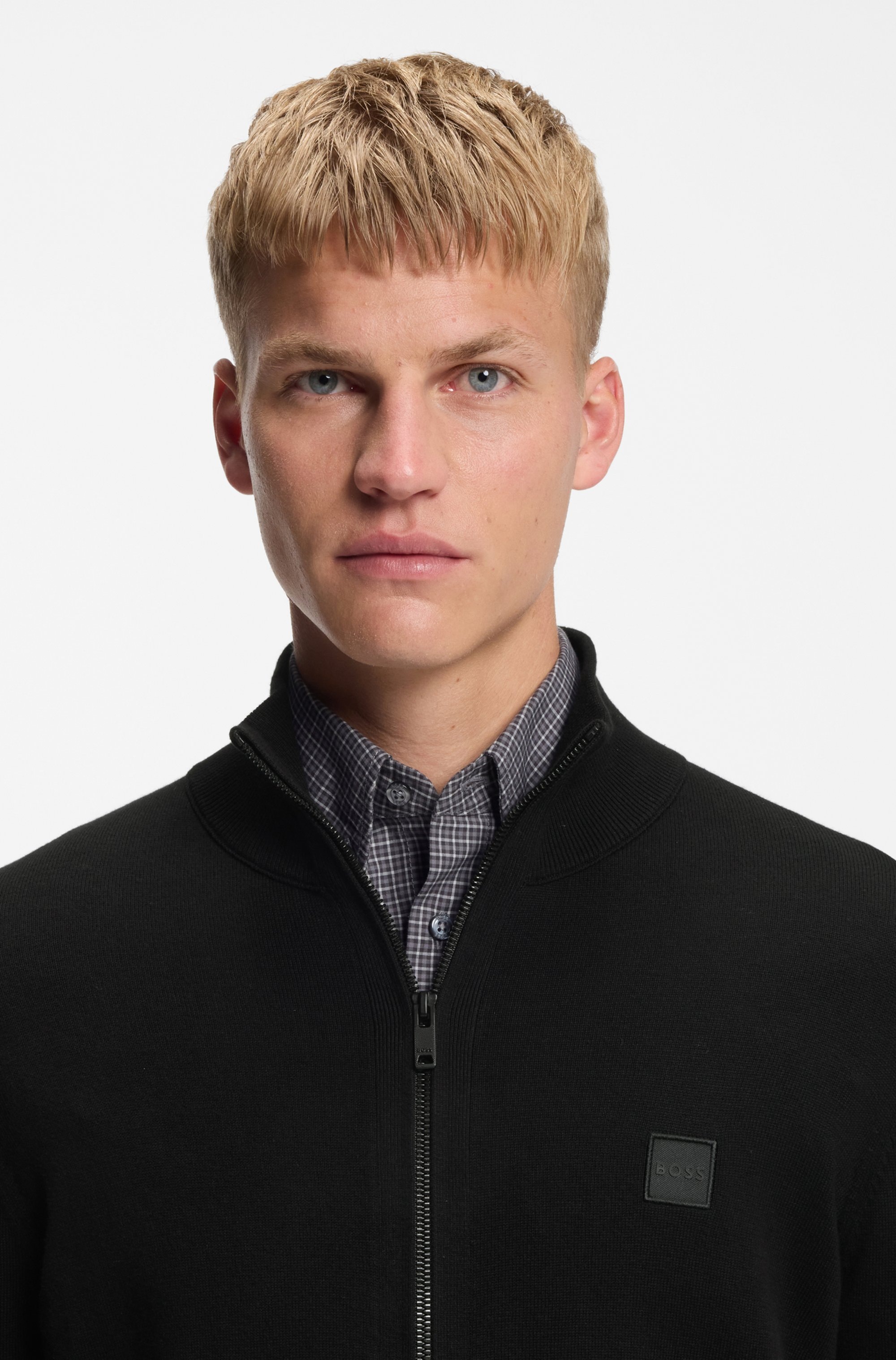 BOSS ORANGE Veste en tricot »Kanozip« mit Reissverschluss