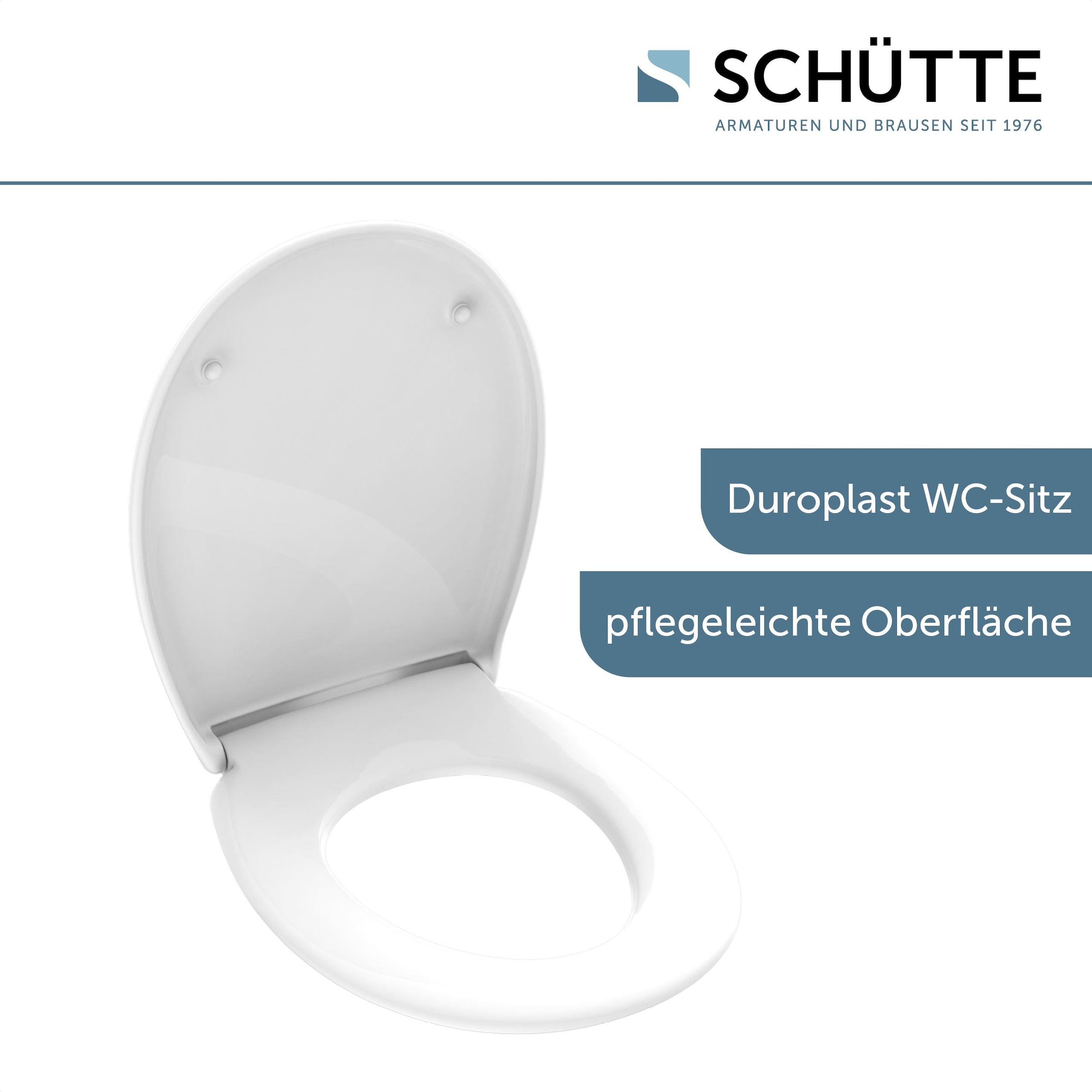 Schütte Siège de WC »Duroplast, WHITE PRO 1« Abattant WC, matériel de fixation, notice de montage,  avec mécanisme de descente automatique et fermeture rapide