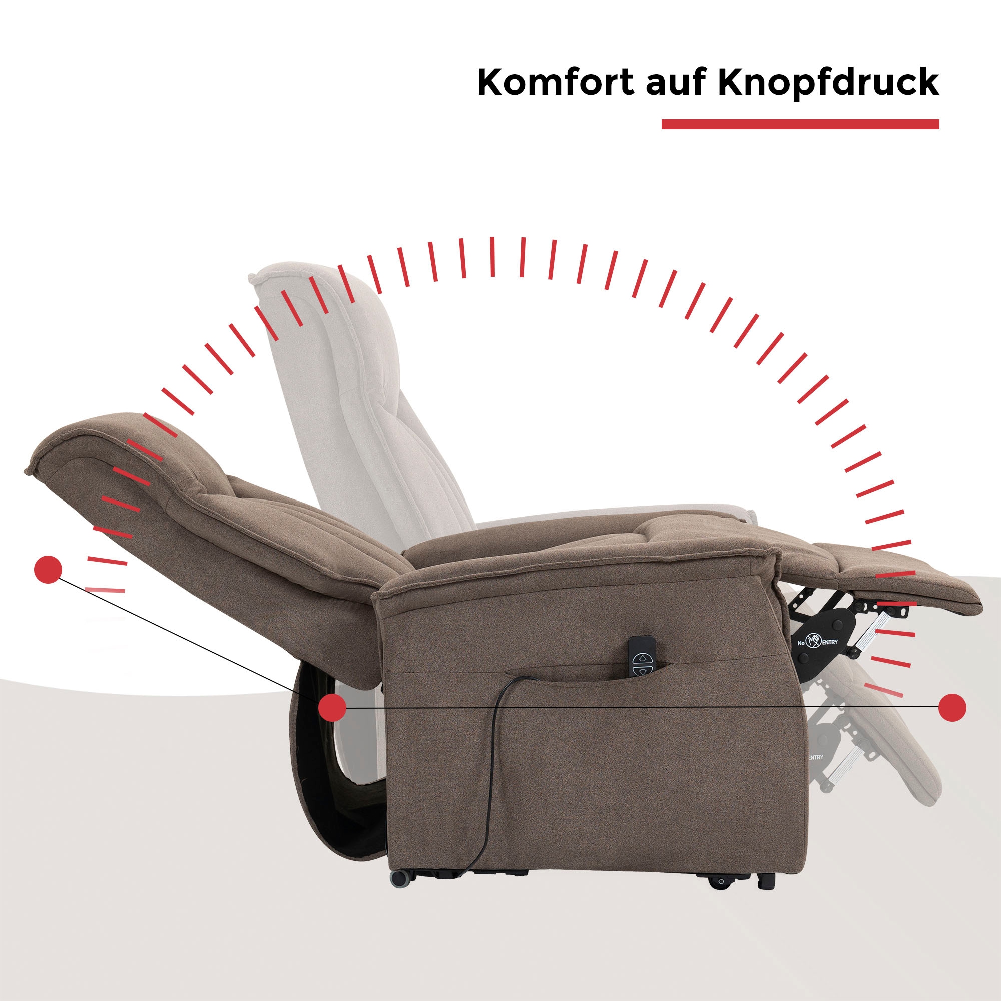 Duo Collection Fauteuil TV »Aurora XXL bis 150 kg belastbar, mit elektrischer Aufstehhilfe« fonction relaxation et ressorts ensachés avec suspension à lames en acier