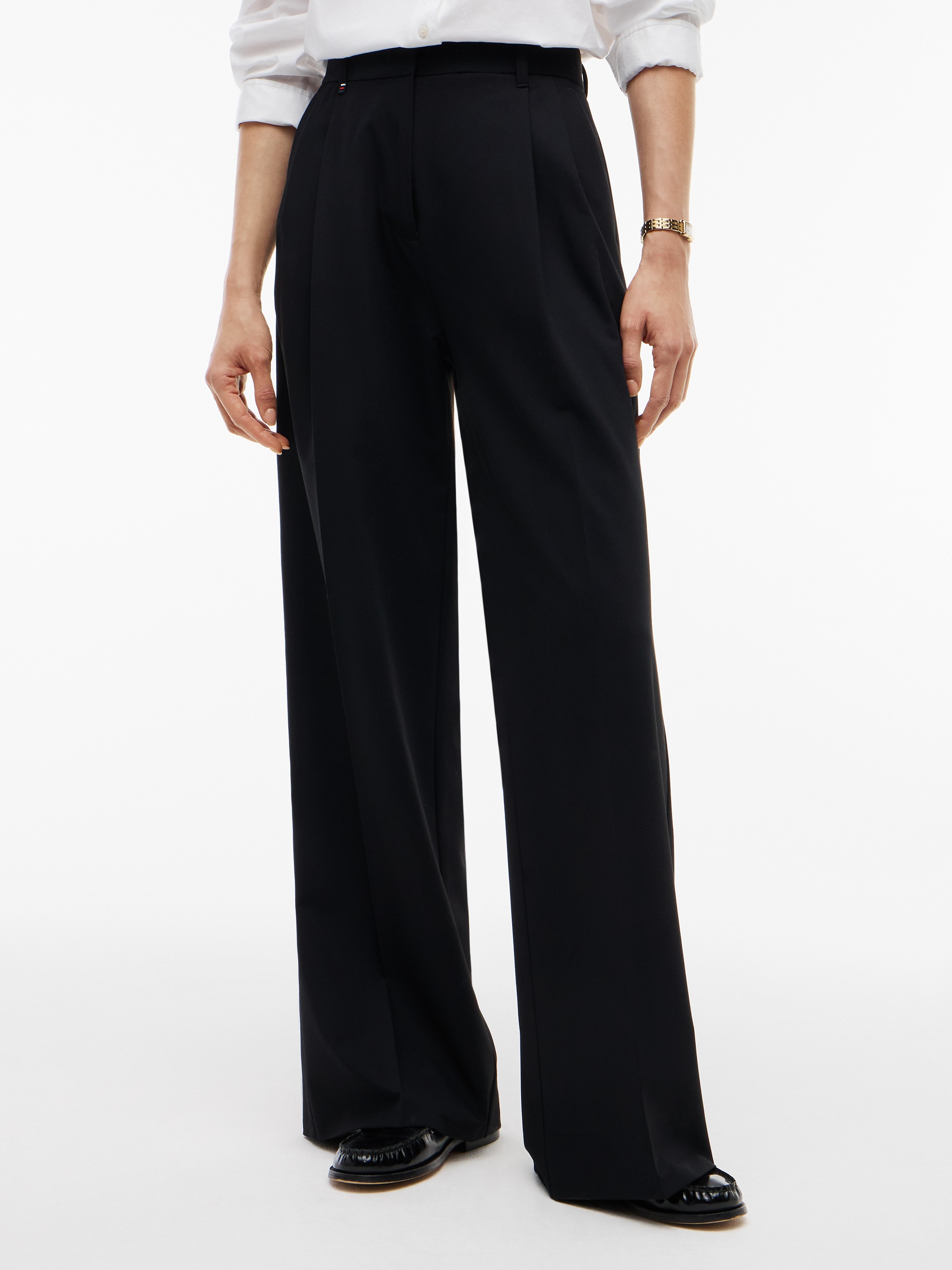 Image of Tommy Hilfiger Anzughose "VISCOSE BLEND WIDE LEG" Materialmix, lässig geschnitten