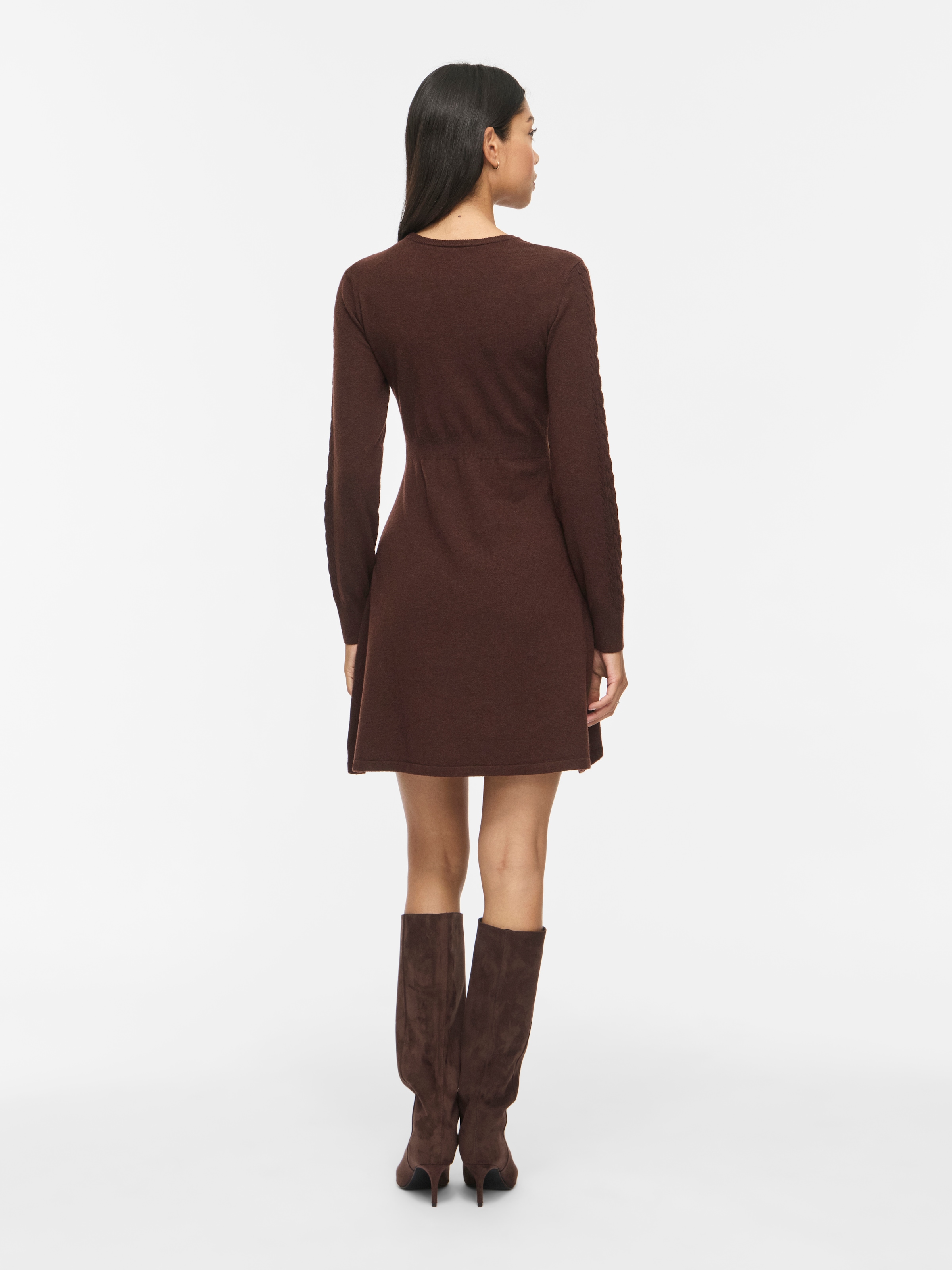 Vila Mini-robe »VIKERRY O-NECK L/S CABLE KNIT DRESS NOOS« en mélange de matières avec viscose