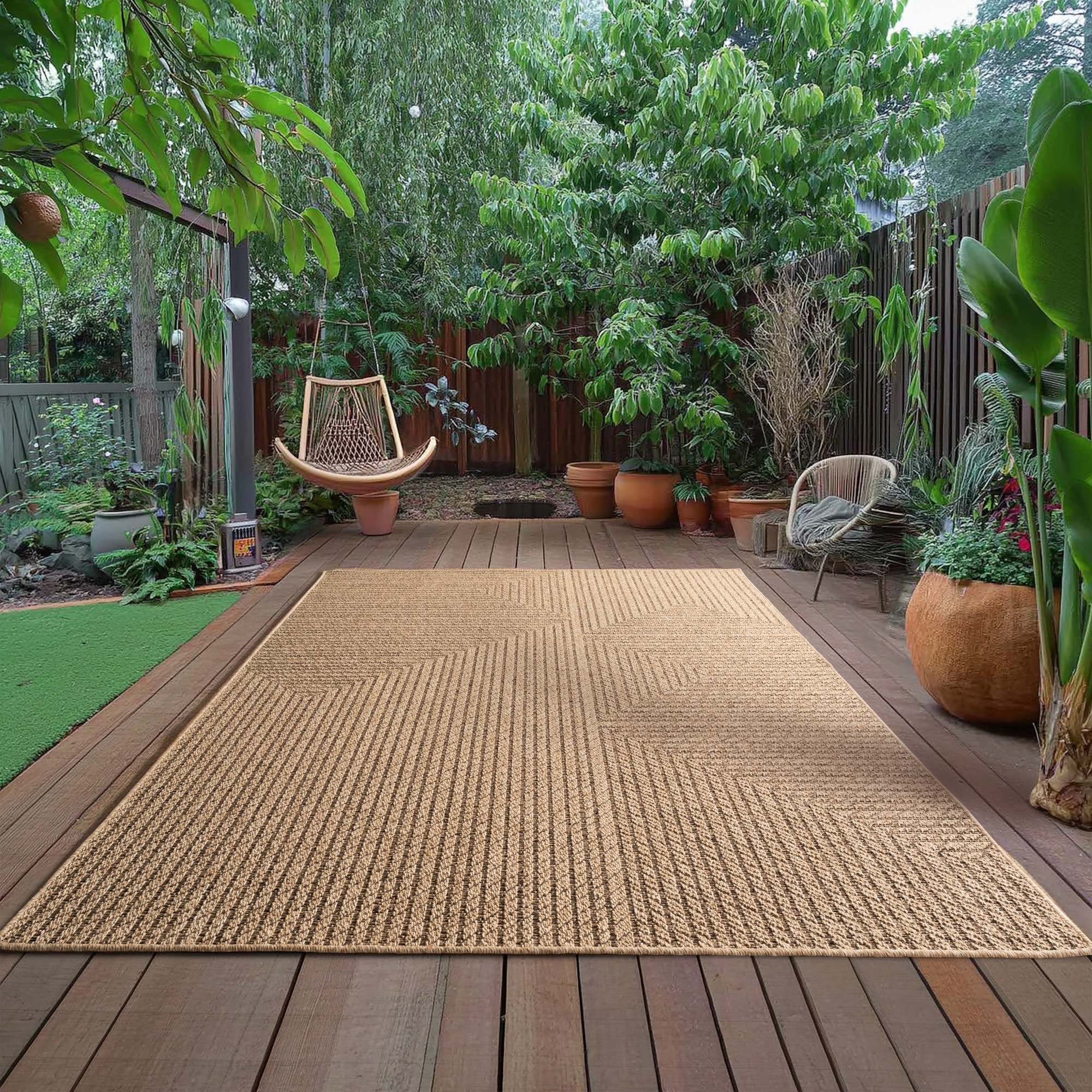 Image of Ayyildiz Teppiche Outdoorteppich "TIMBER 1404, auch als Läufer und rund" rechteckig 5 mm Höhe Läufer, Rund, In und Outdoor, Jute Sisal Optik, Wohnzimmer, Terasse