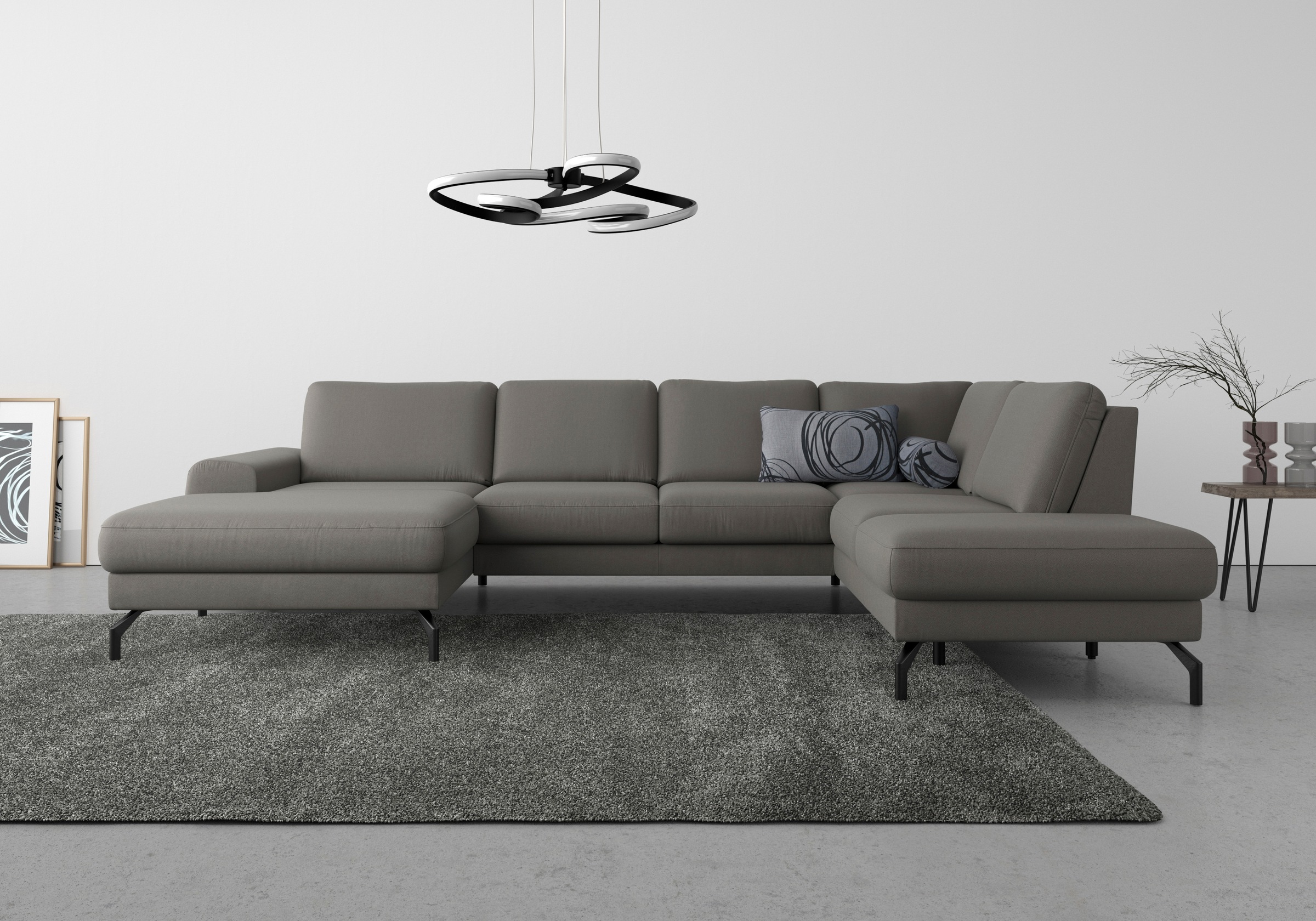 sit&more Wohnlandschaft »Cinturo U-Form«, inklusive Sitztiefenverstellung und Federkern, Sitzhöhe 48 cm