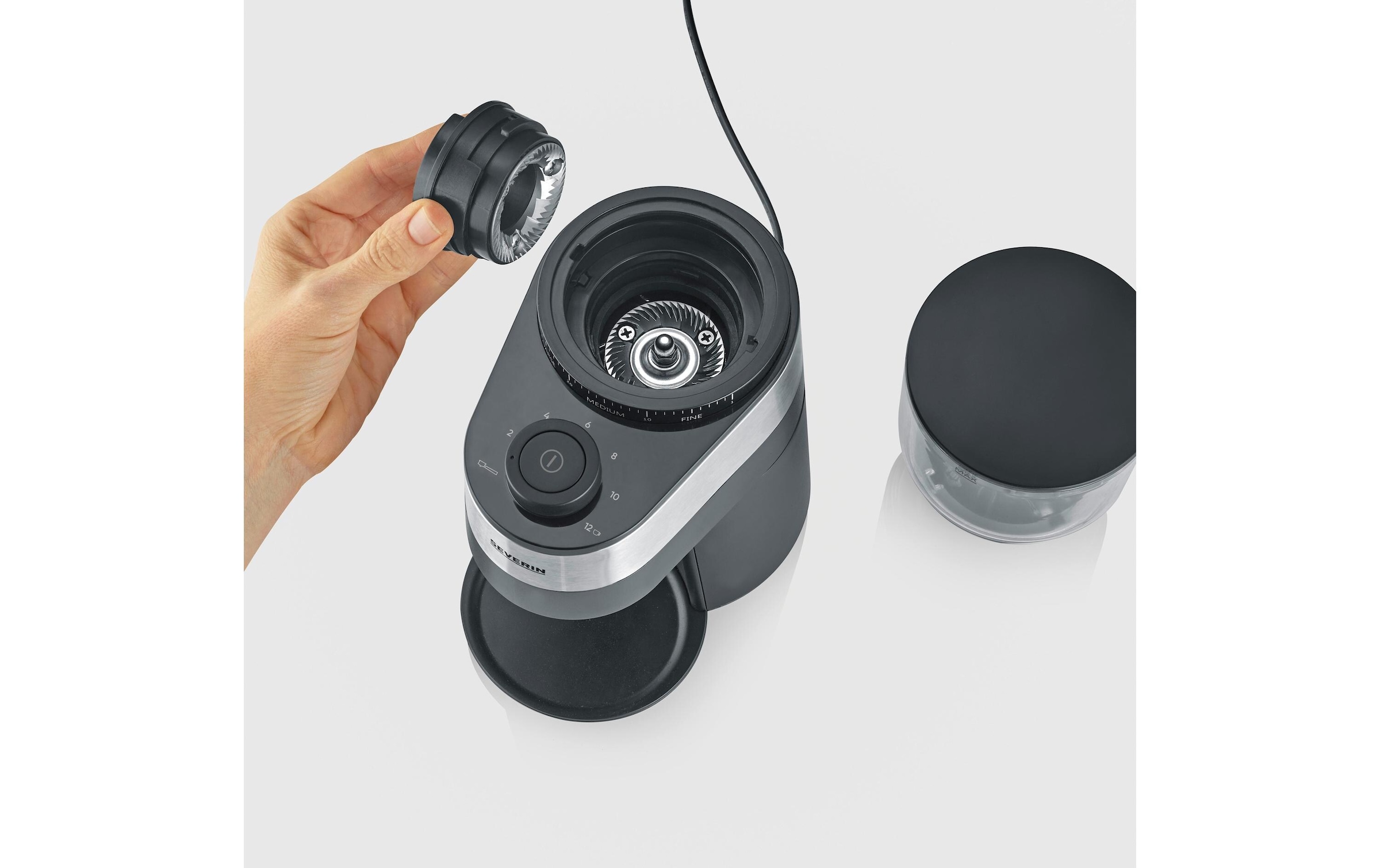 Severin Moulin à café »KM 3880« Scheibenmahlwerk 240 gBohnenbehälter bis 240g Bohnen, Aromaverschluss, Mahlgrad in 30 Stufen einstellbar