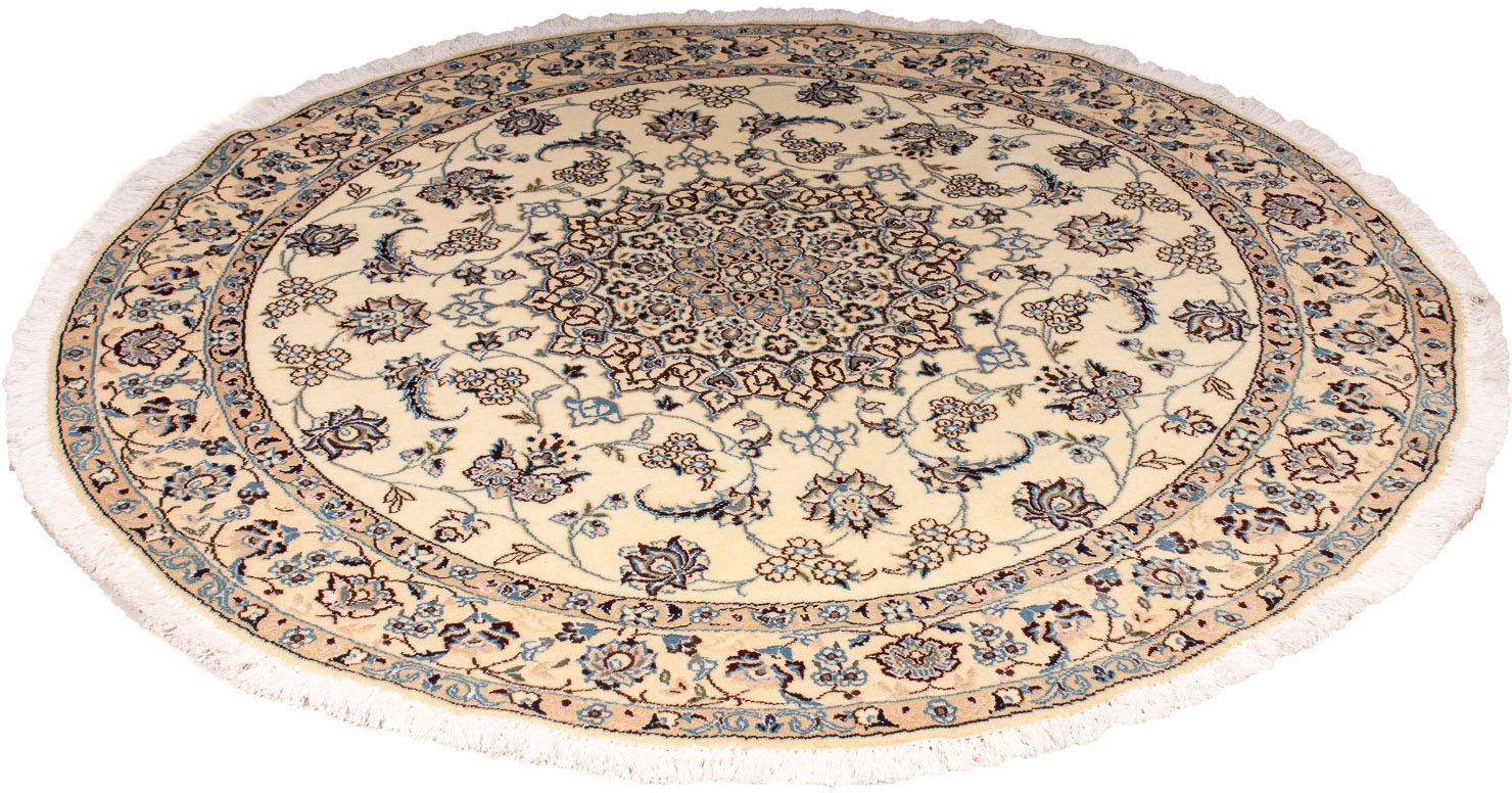 Image of morgenland Orientteppich »Perser - Nain - Royal rund - 148 x 148 cm - beige«, rund, 10 mm Höhe, Wohnzimmer, Handgeknüpft, Einzelstück mit Zertifikat bei Ackermann Versand Schweiz
