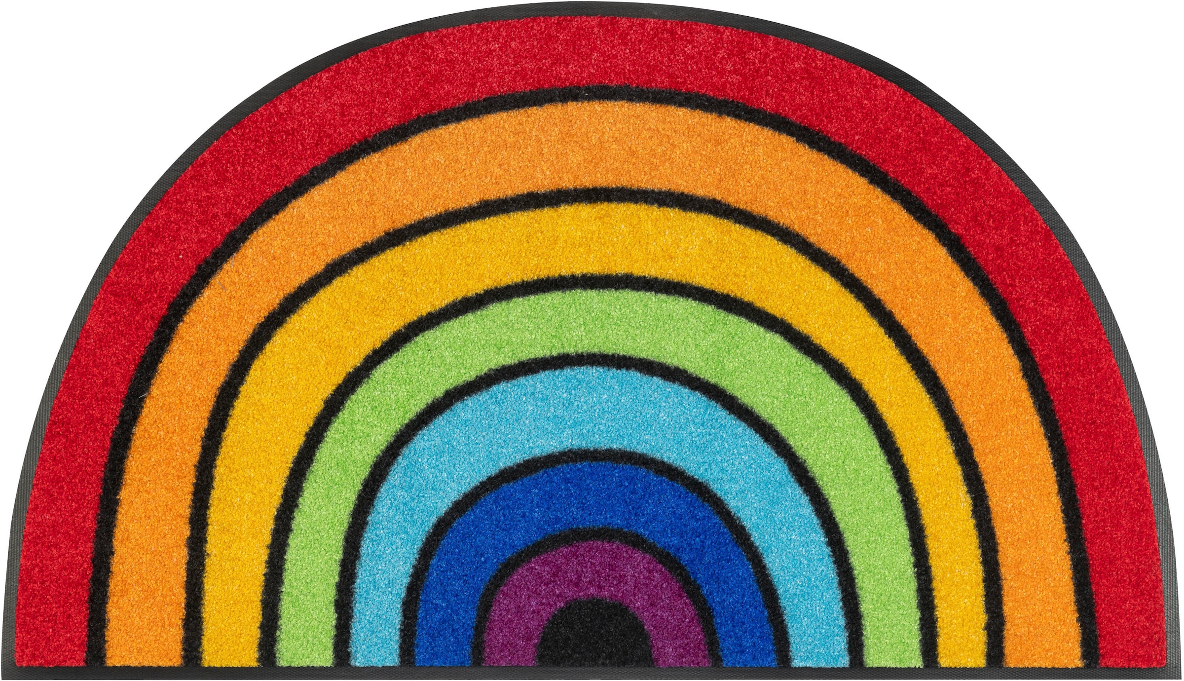 Fussmatte »Round Rainbow«, halbrund, Schmutzfangmatte, Motiv Regenbogen, In- und...